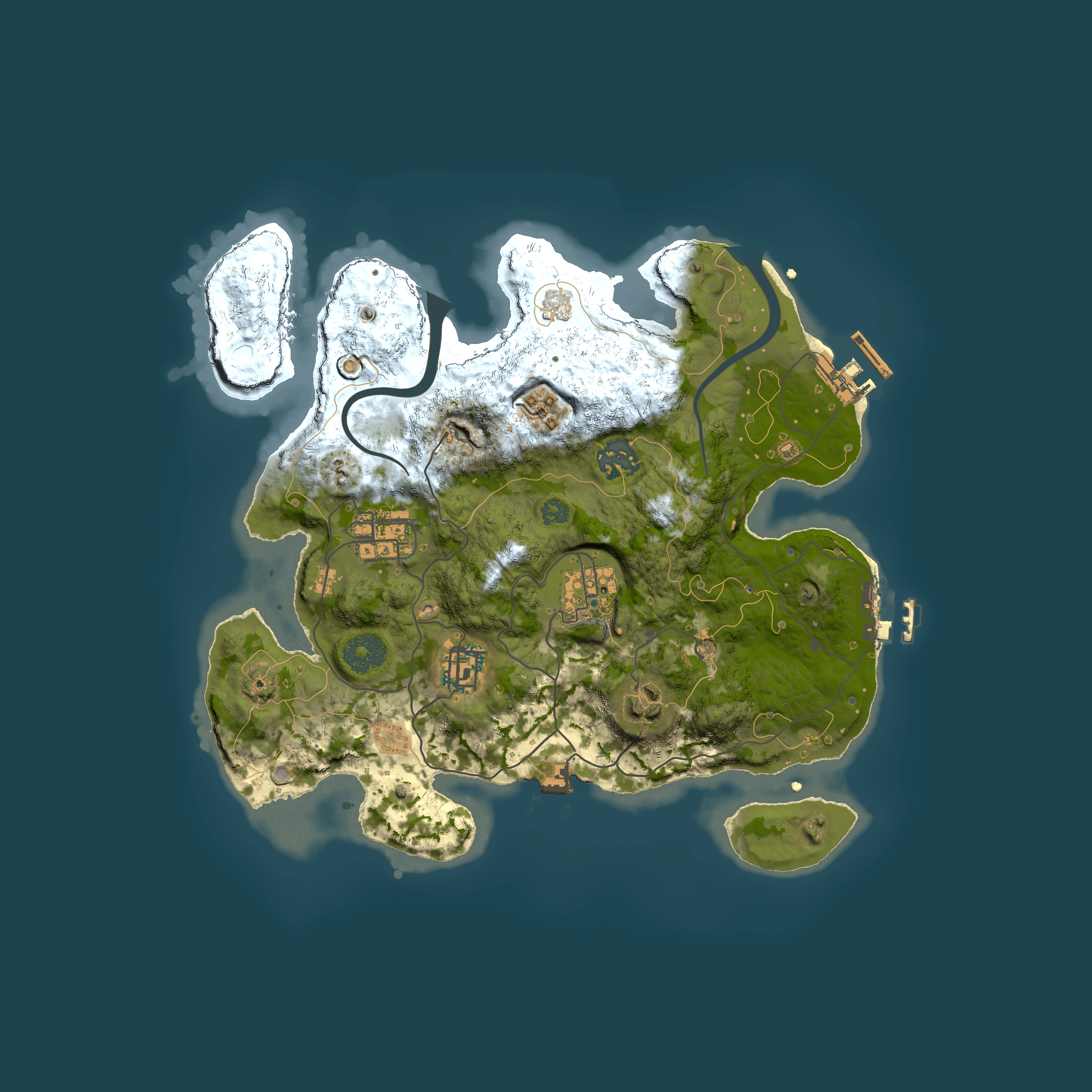 Full top-down render of Rust map seed 1245280282, 3000x3000m