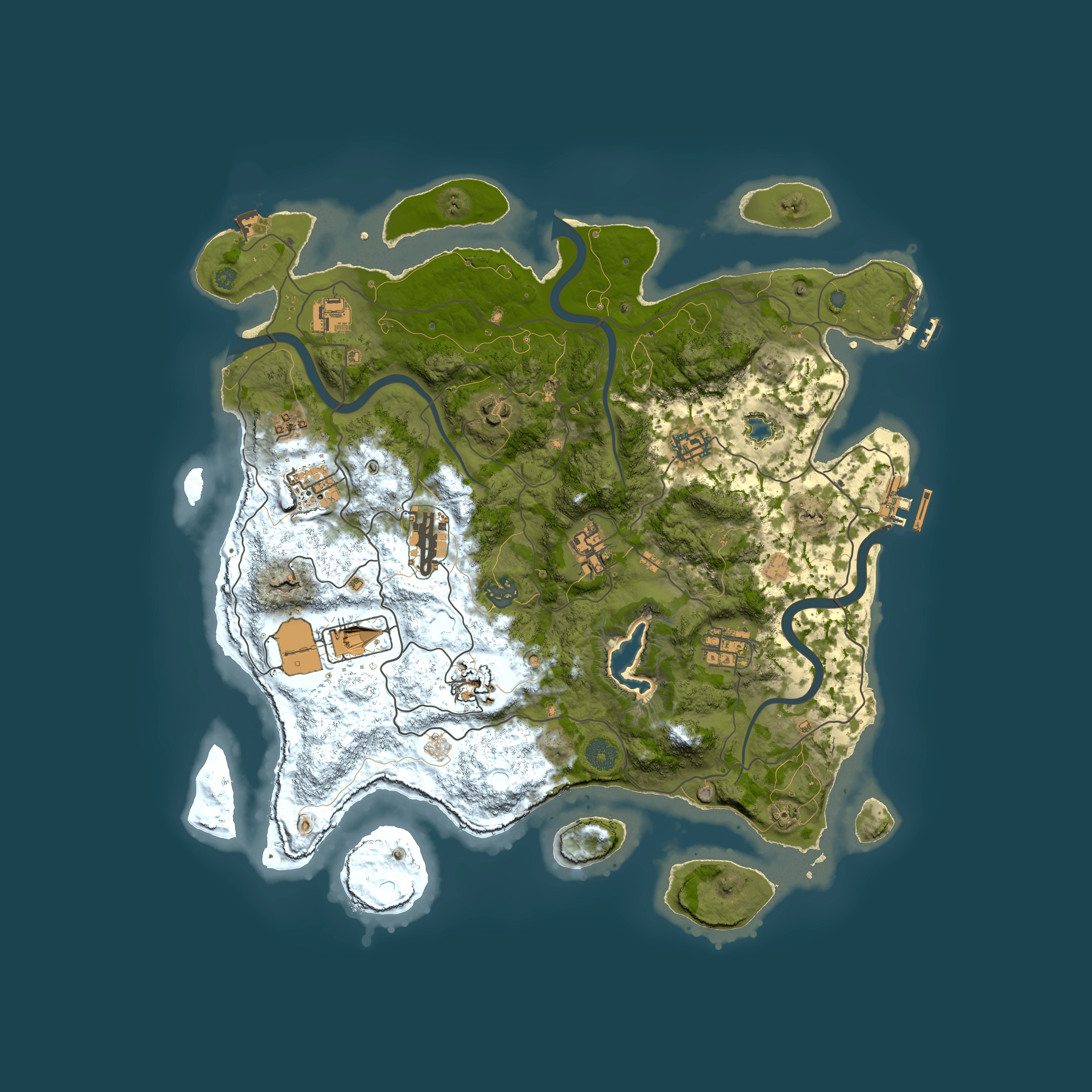 Full top-down render of Rust map seed 491391036, 4000x4000m