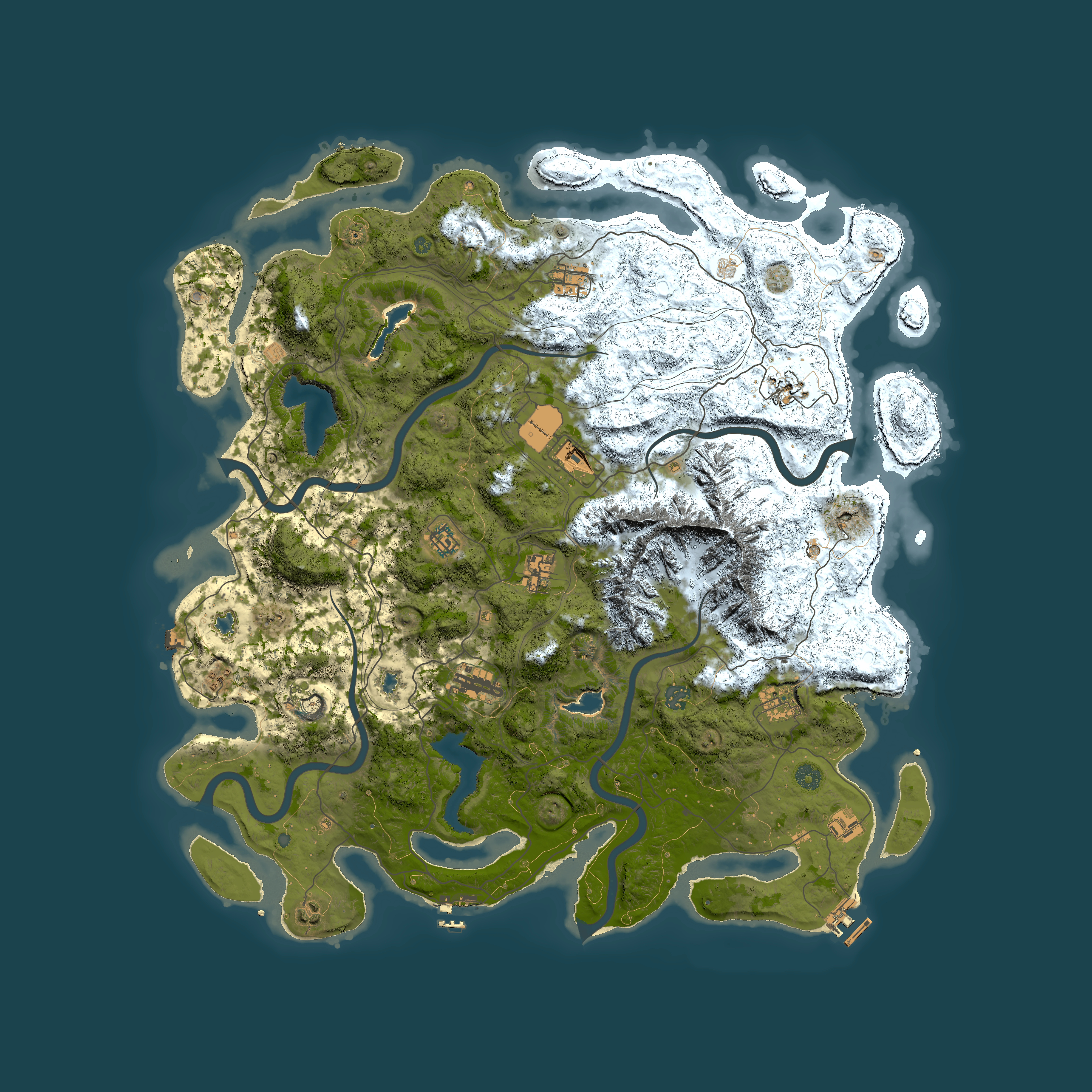 Full top-down render of Rust map seed 1074521985, 5000x5000m