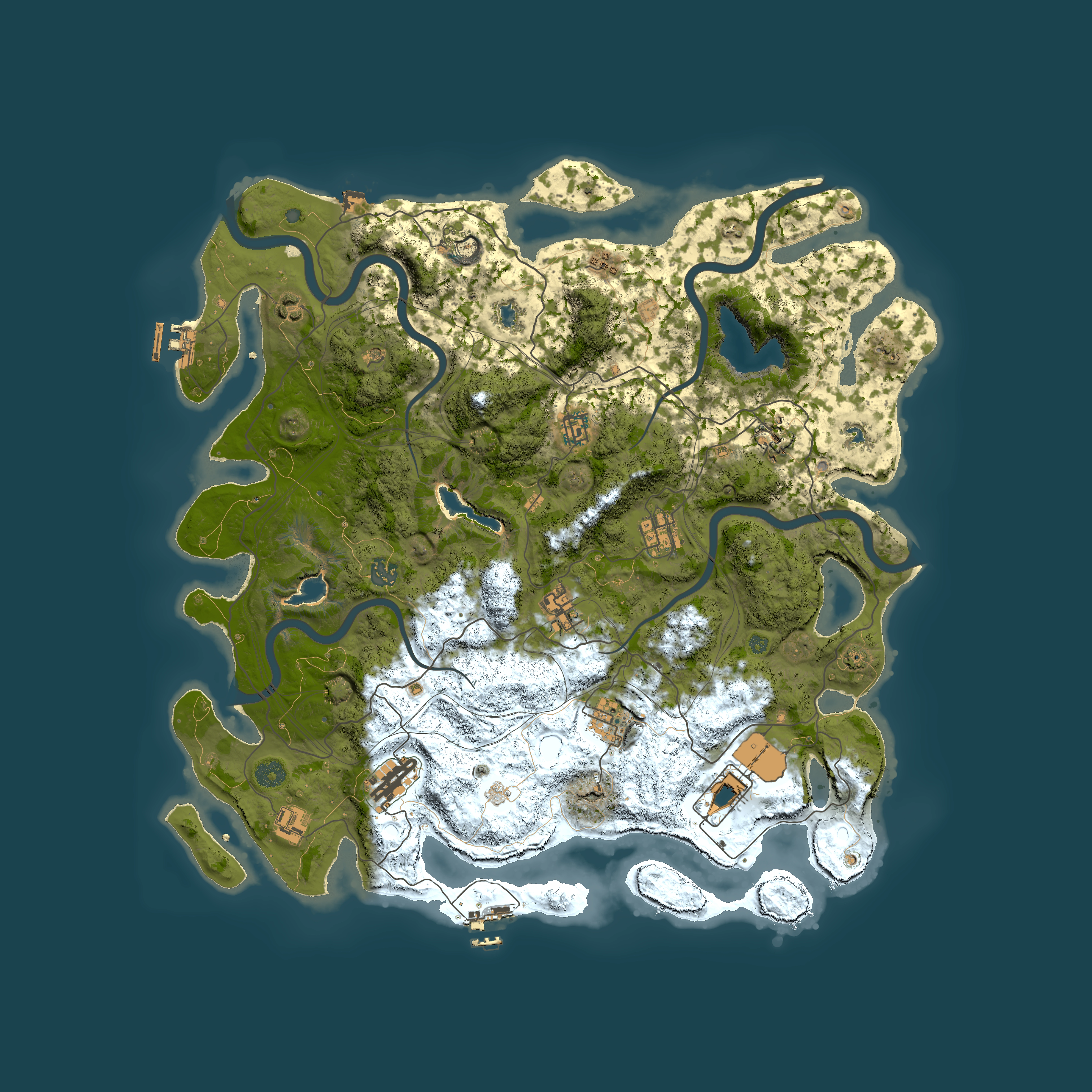 Full top-down render of Rust map seed 257571148, 4500x4500m