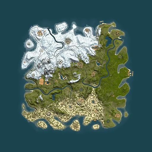 Rust map seed 666127463, 5000x5000m top-down preview