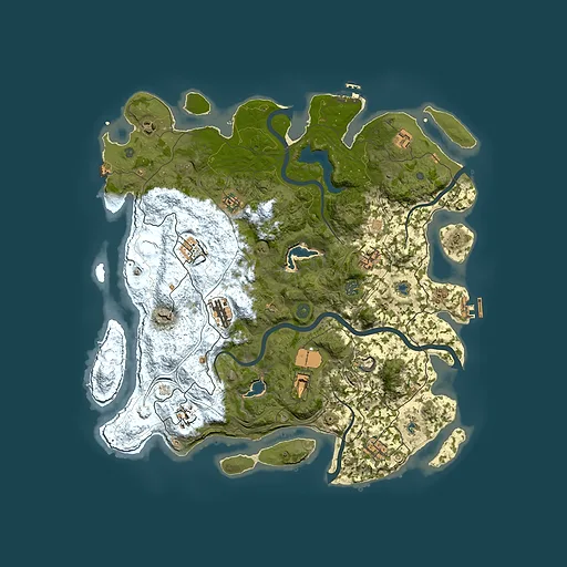 Rust map seed 36957861, 4500x4500m top-down preview