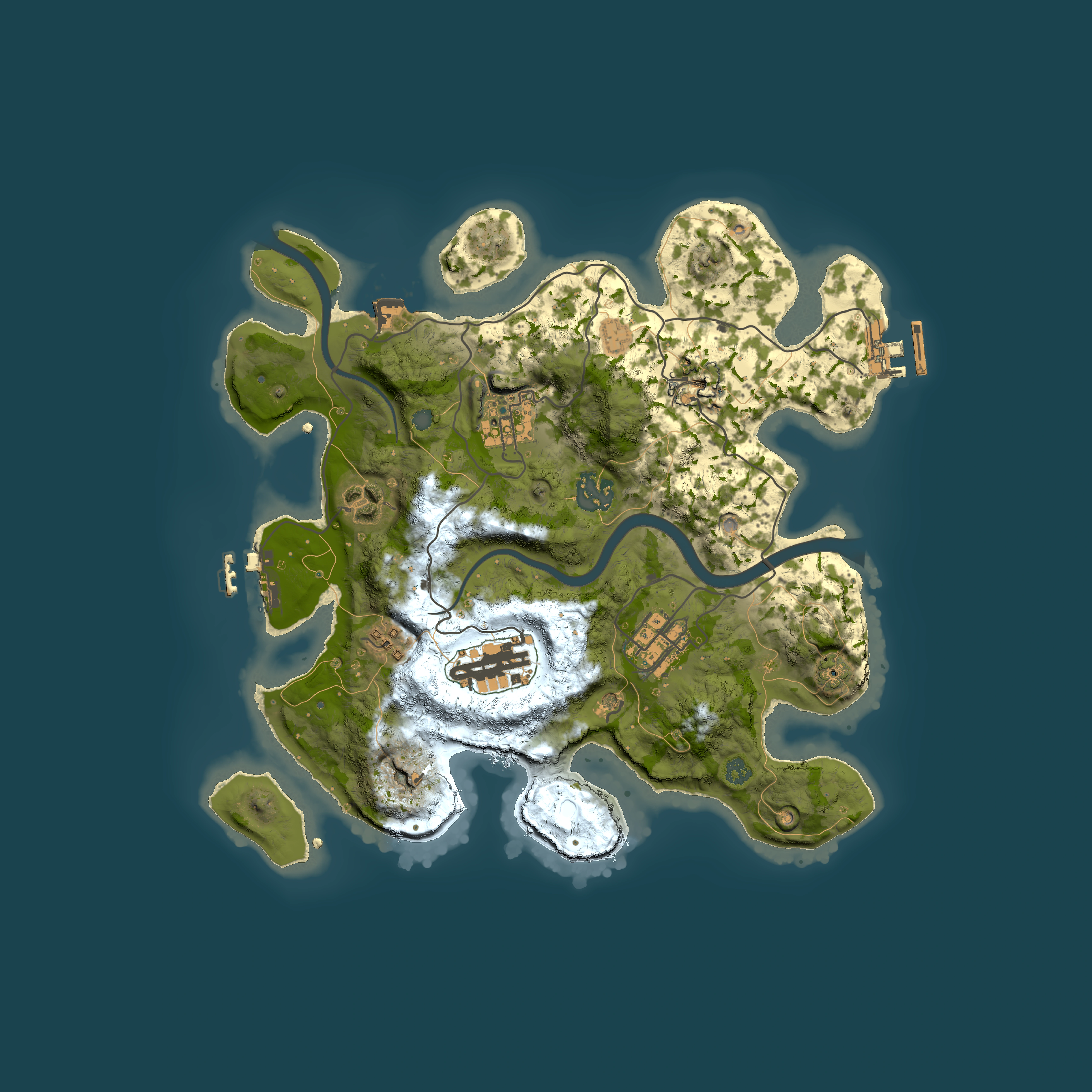 Full top-down render of Rust map seed 1609125743, 3000x3000m