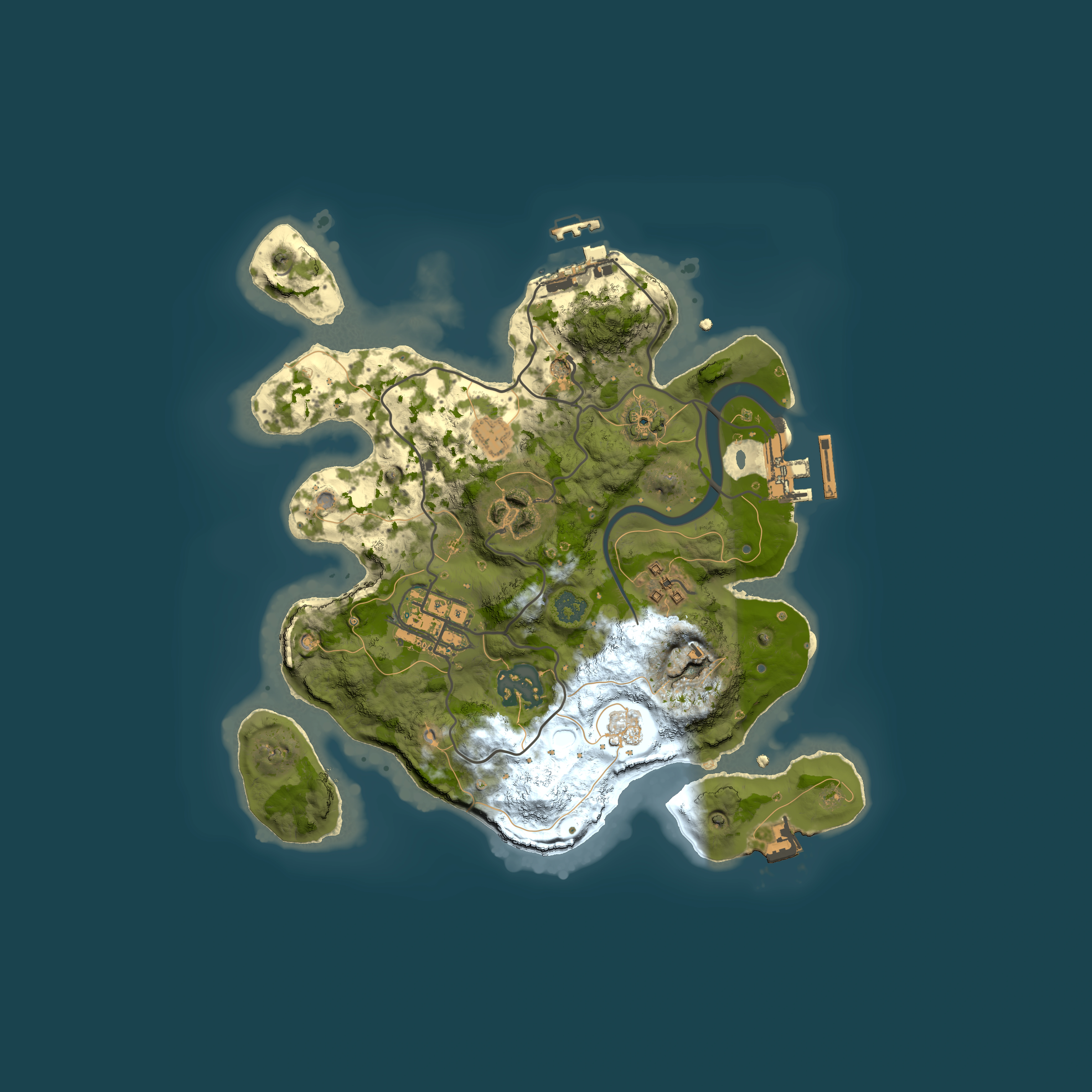Full top-down render of Rust map seed 1970679812, 2500x2500m