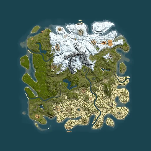 Rust map seed 485928266, 5000x5000m top-down preview