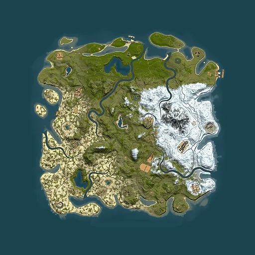 Rust map seed 909463398, 5000x5000m top-down preview