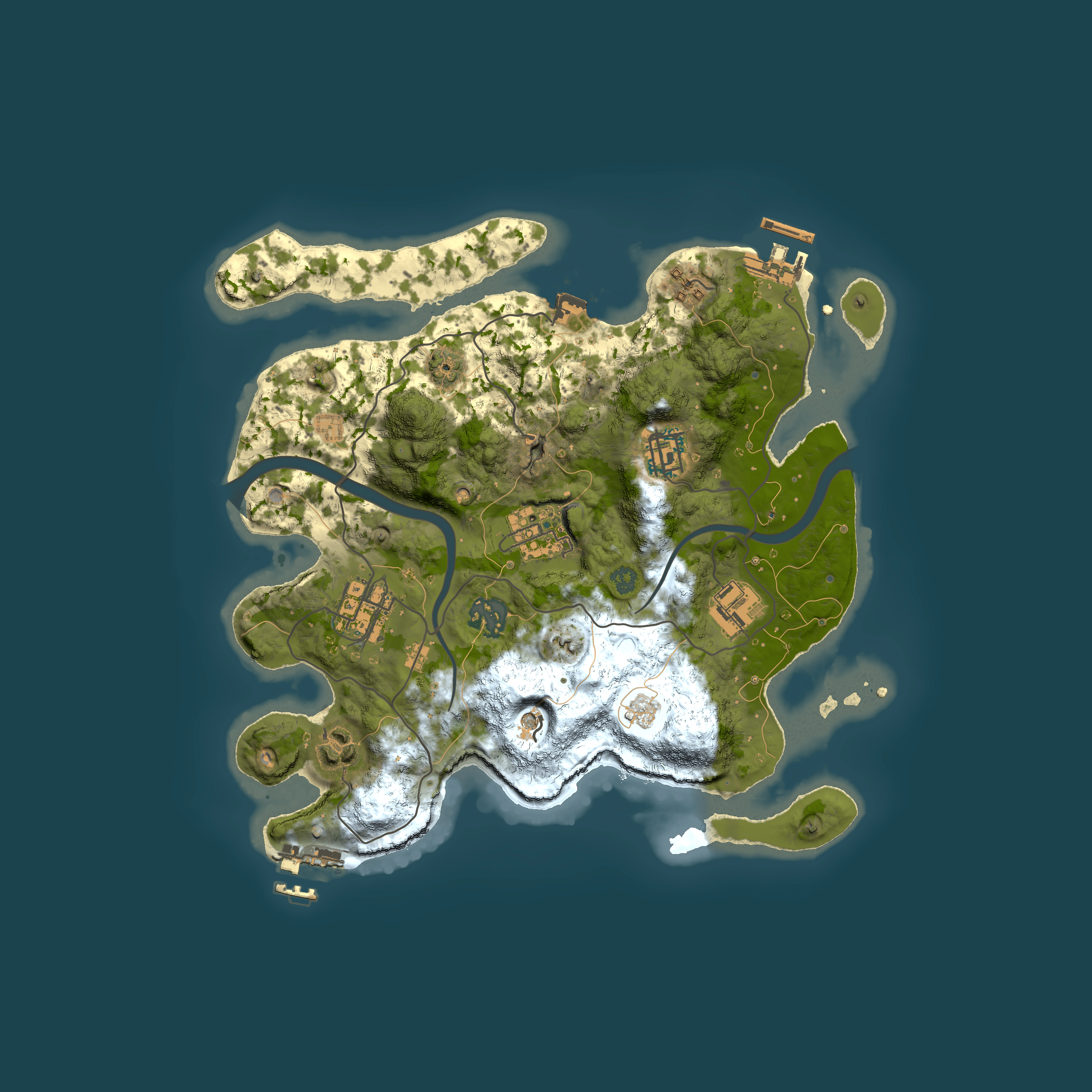 Full top-down render of Rust map seed 1475411636, 3000x3000m