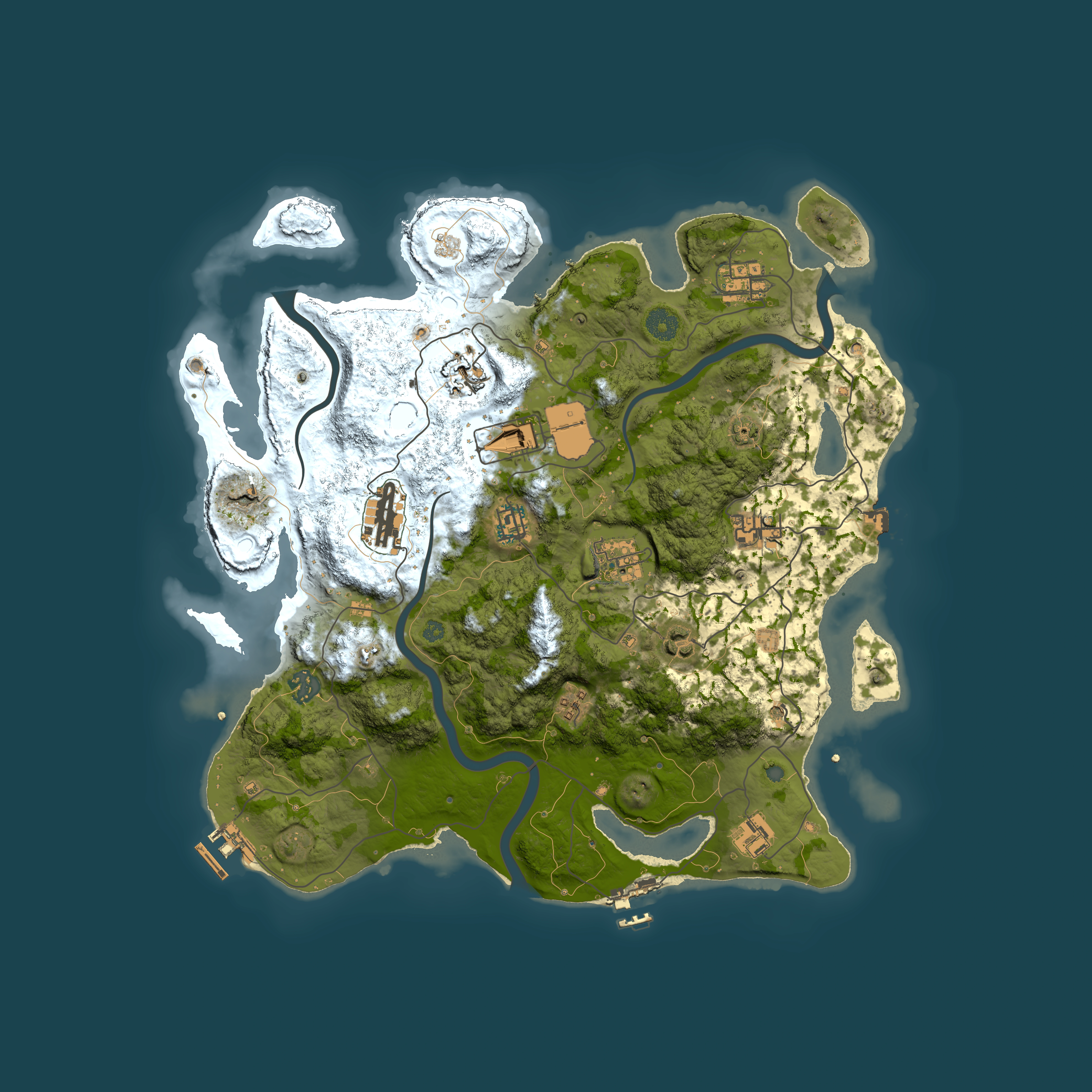 Full top-down render of Rust map seed 33983, 3900x3900m