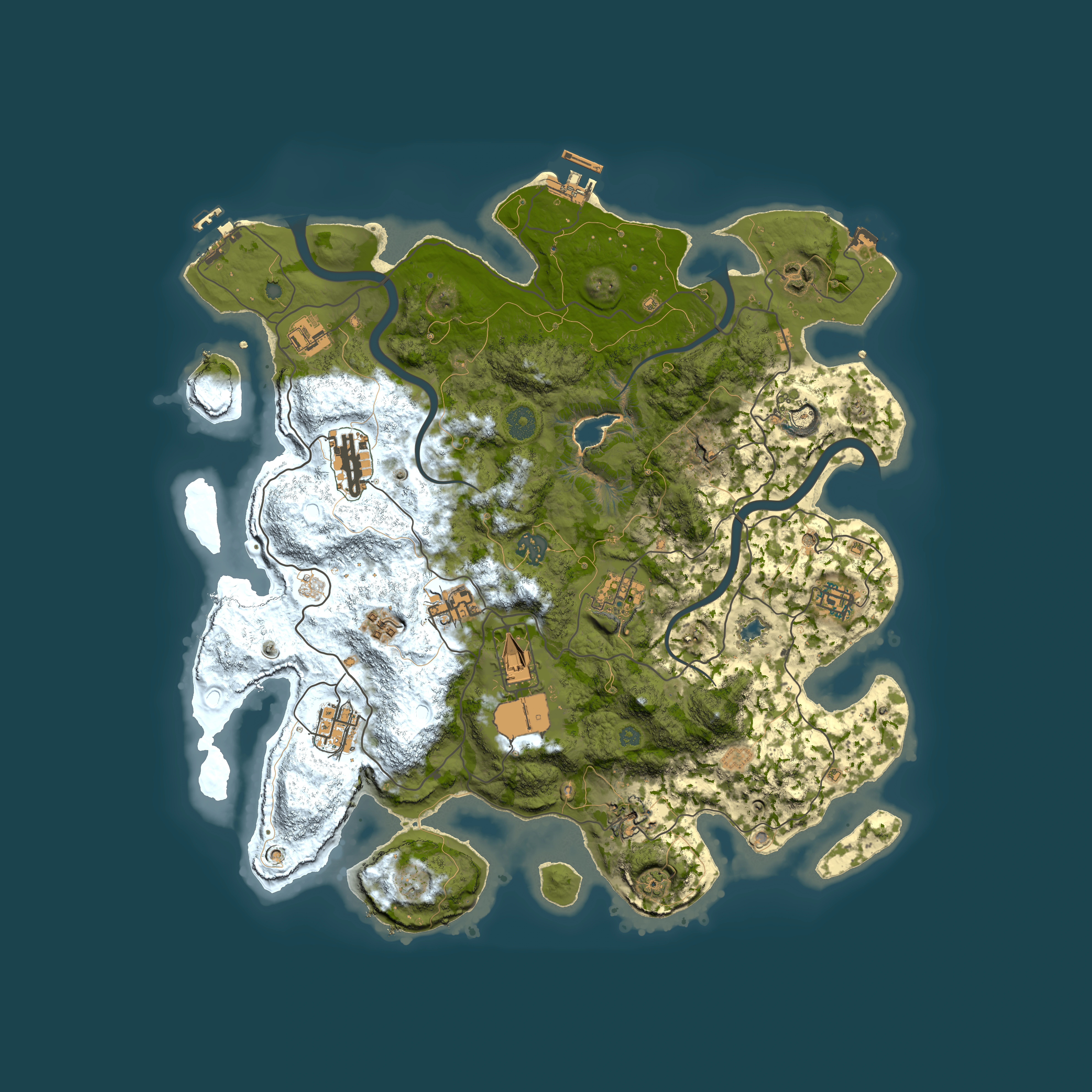 Full top-down render of Rust map seed 26074990, 4000x4000m