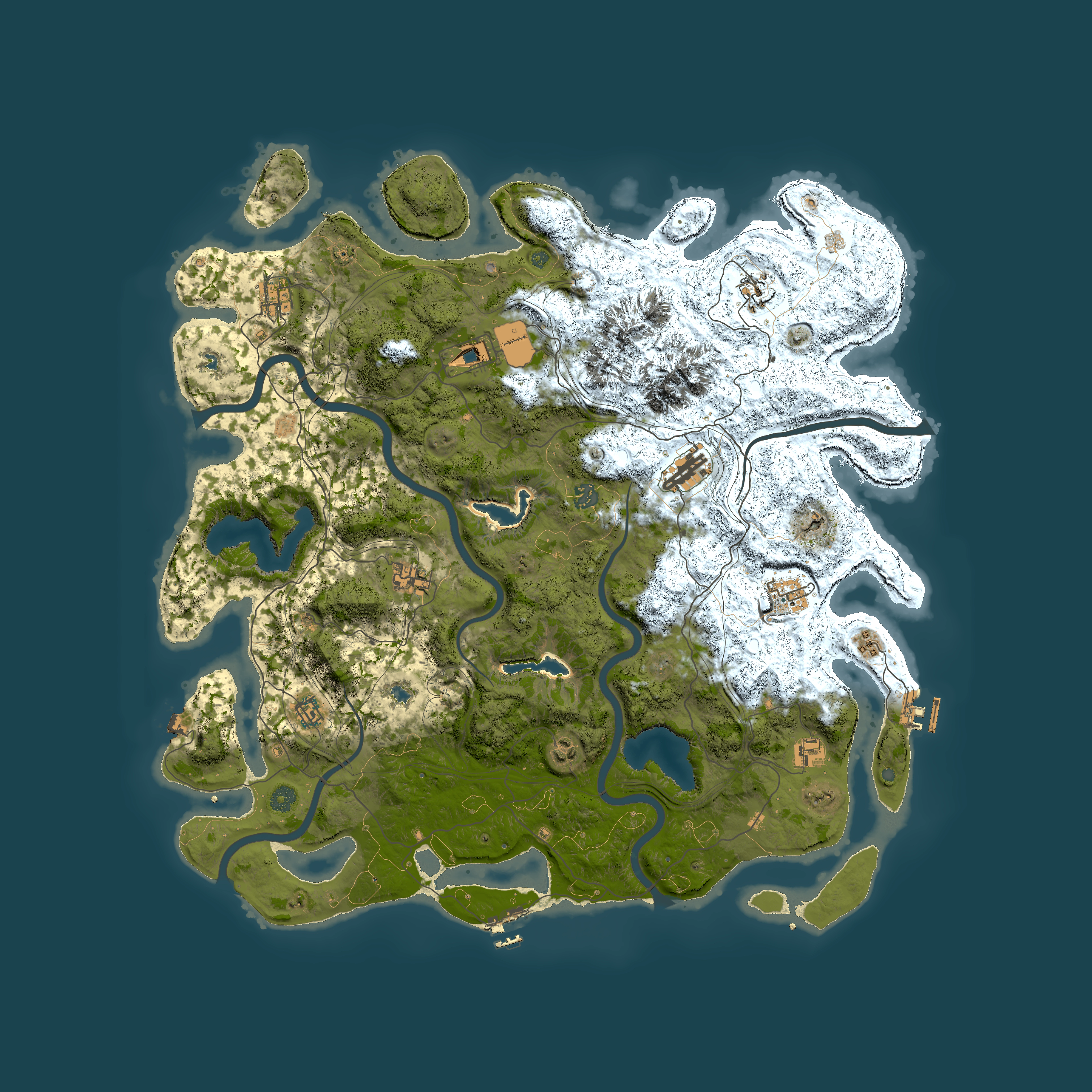 Full top-down render of Rust map seed 1052278195, 5000x5000m