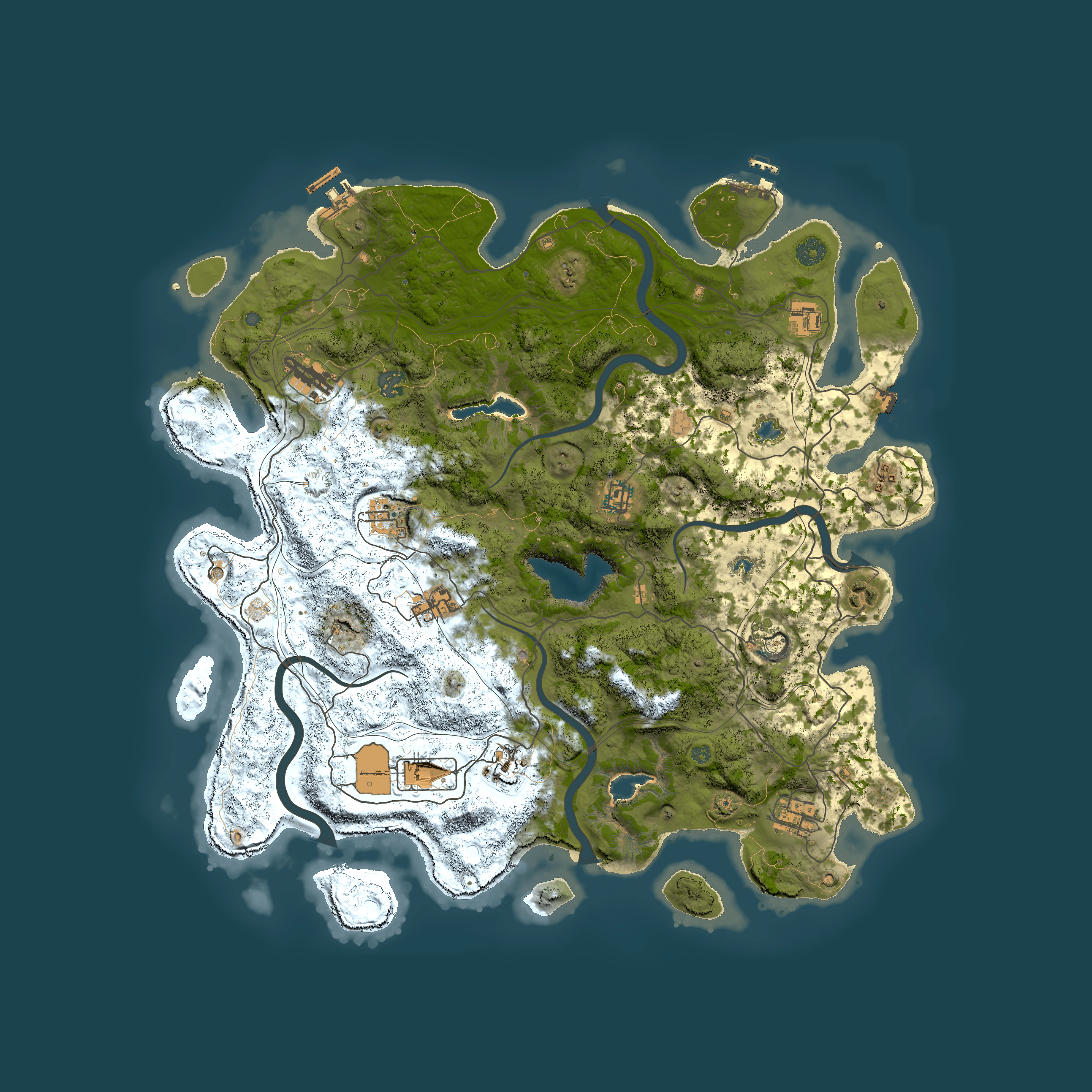 Full top-down render of Rust map seed 909142990, 4500x4500m