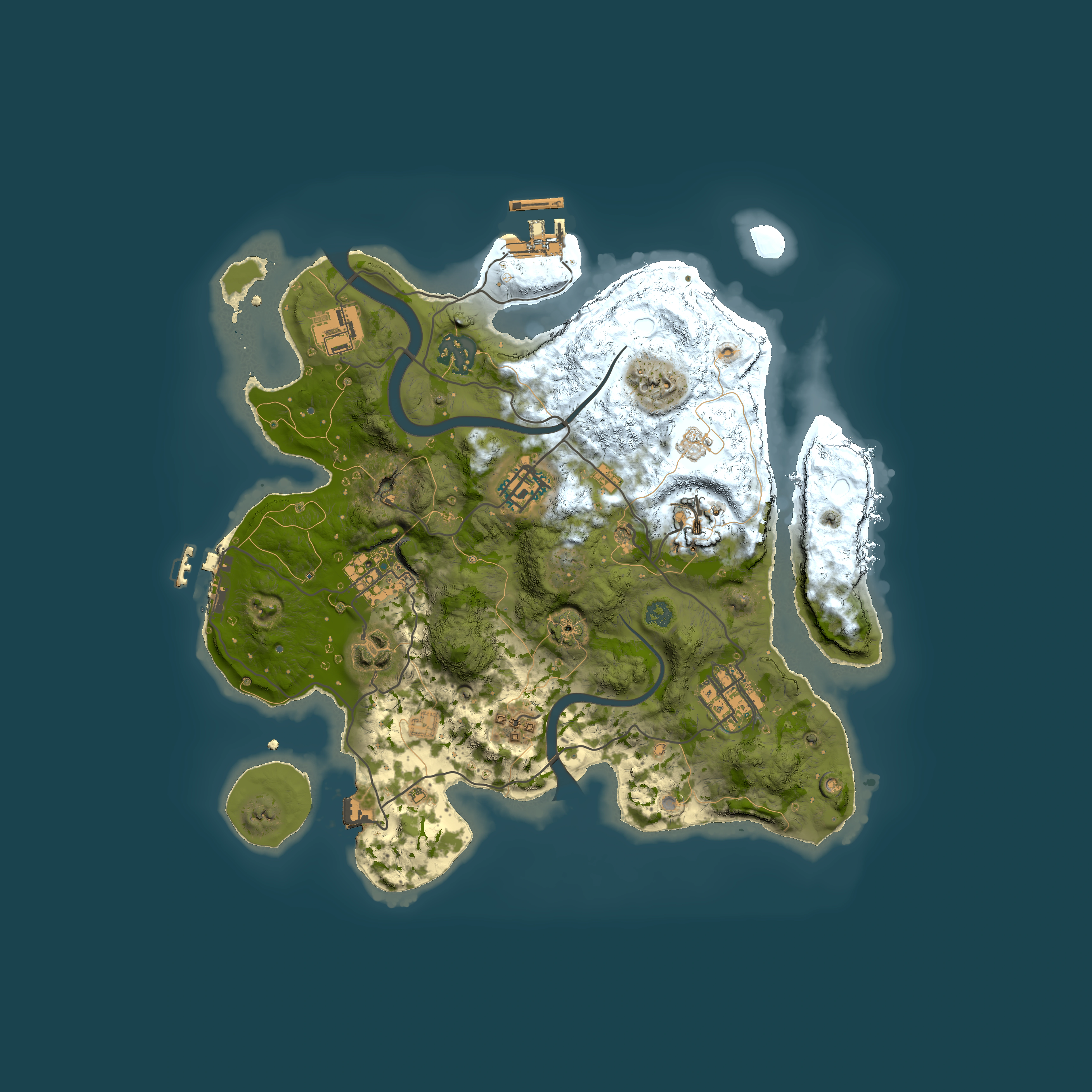 Full top-down render of Rust map seed 982944249, 3000x3000m