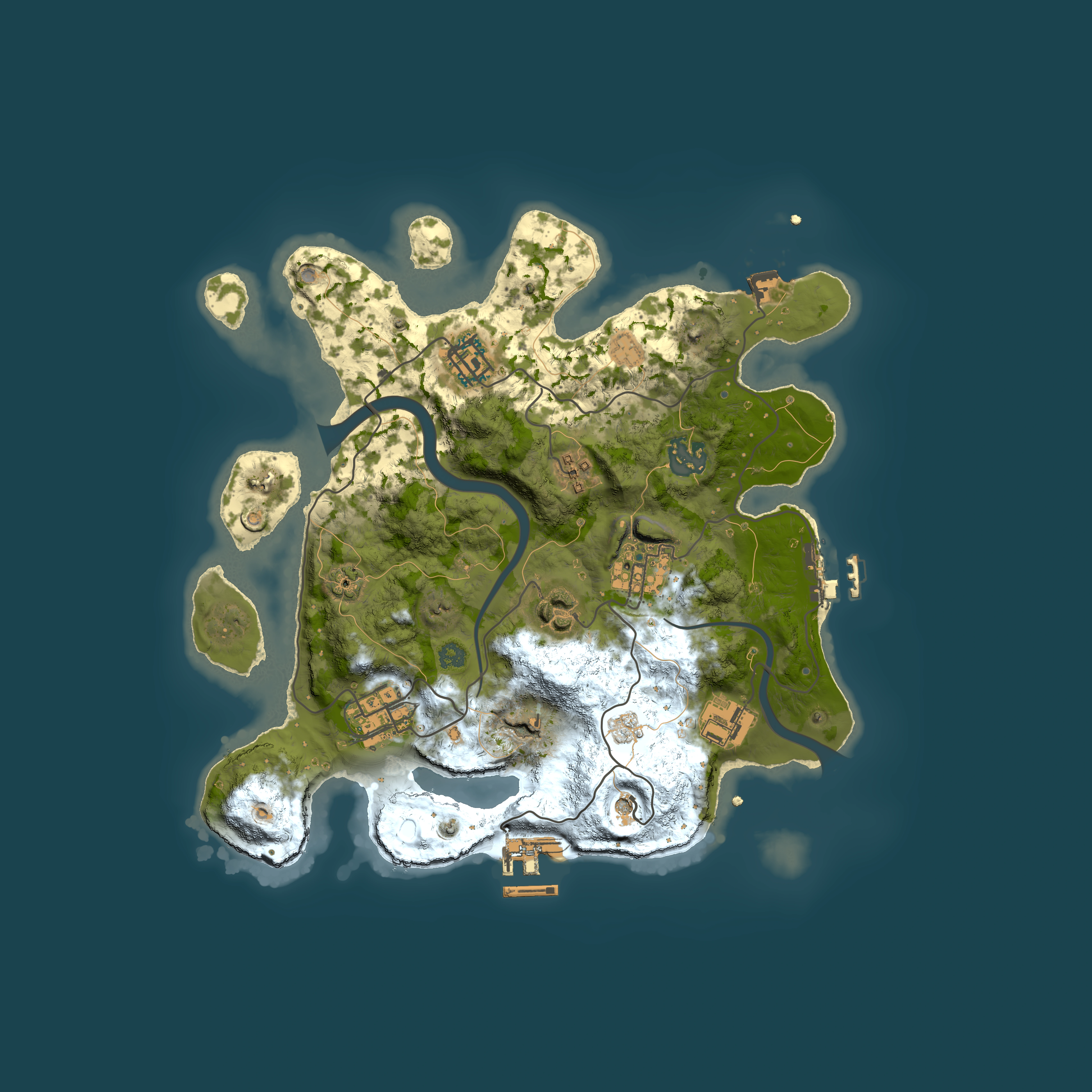 Full top-down render of Rust map seed 2044672106, 3000x3000m