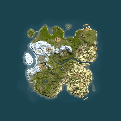 Rust map seed 129081384, 3000x3000m top-down preview