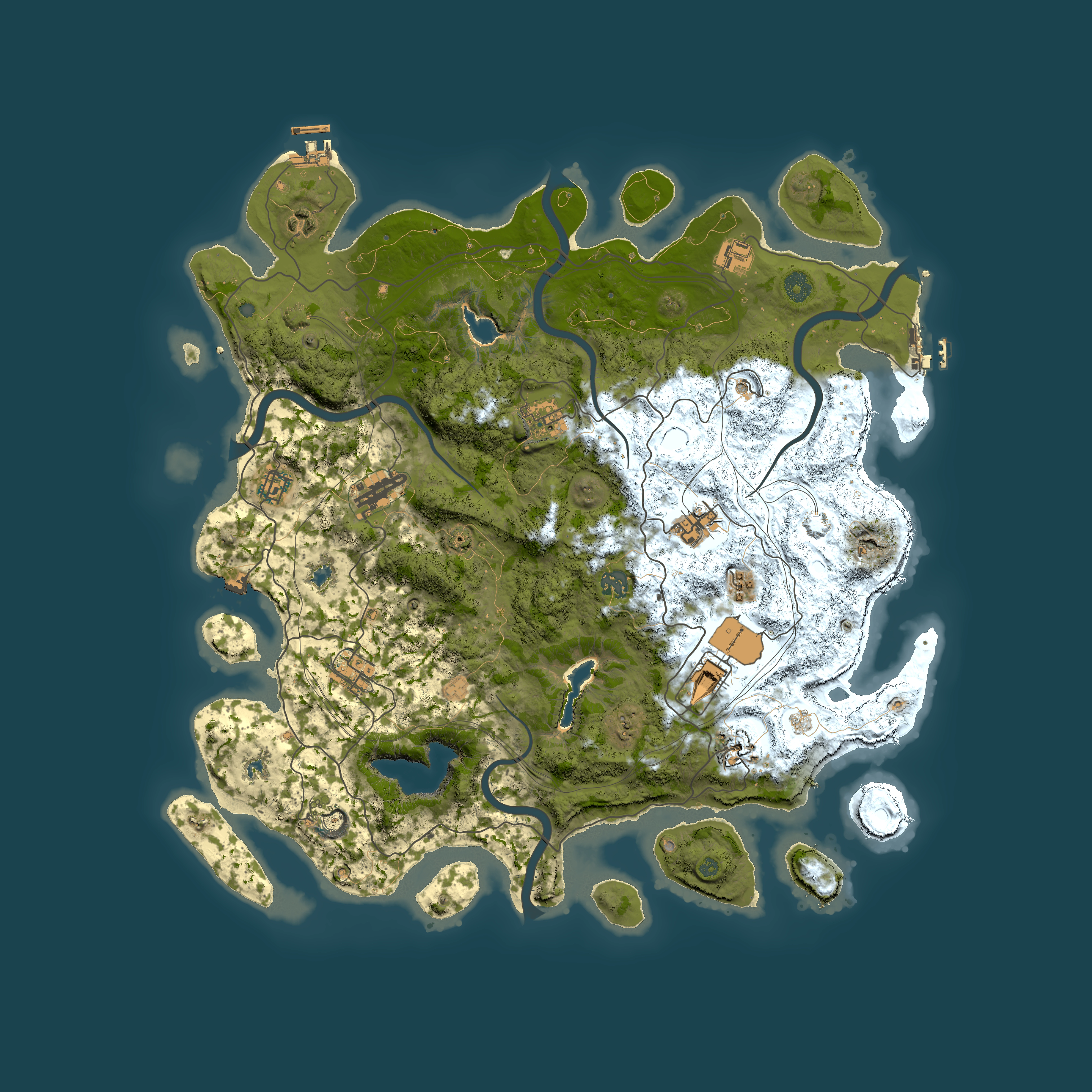 Full top-down render of Rust map seed 667608624, 4500x4500m