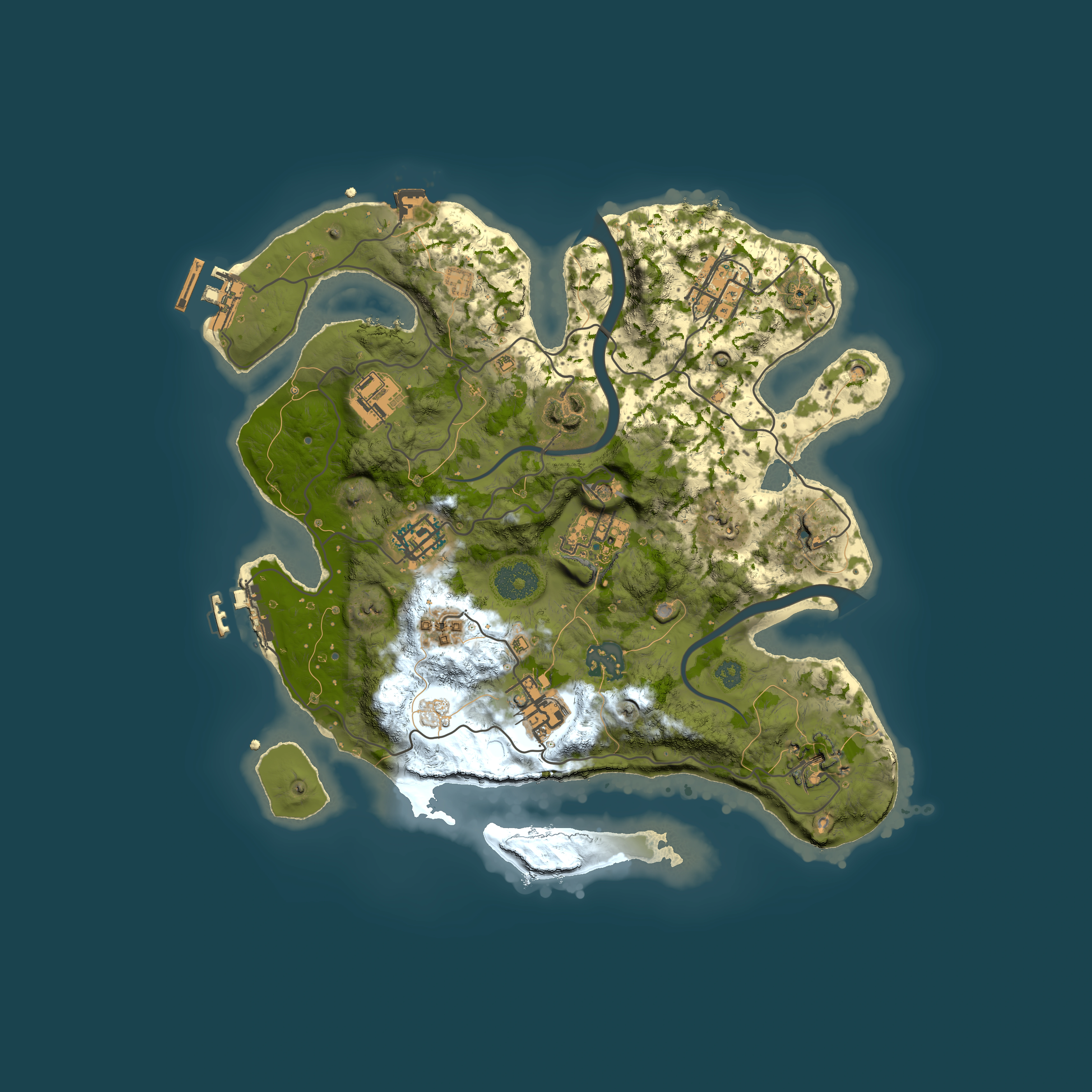 Full top-down render of Rust map seed 1051690920, 3000x3000m