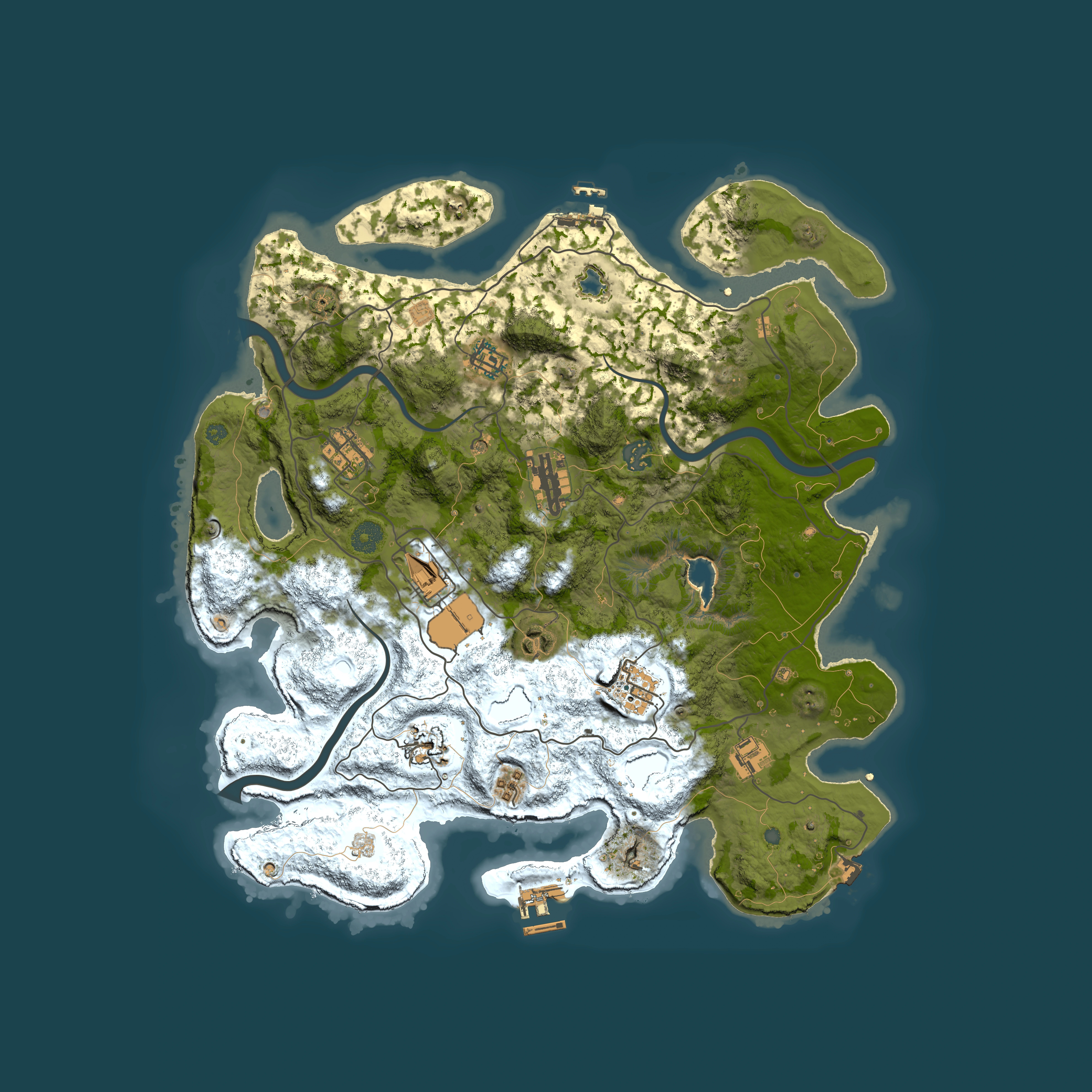 Full top-down render of Rust map seed 1061610850, 4000x4000m