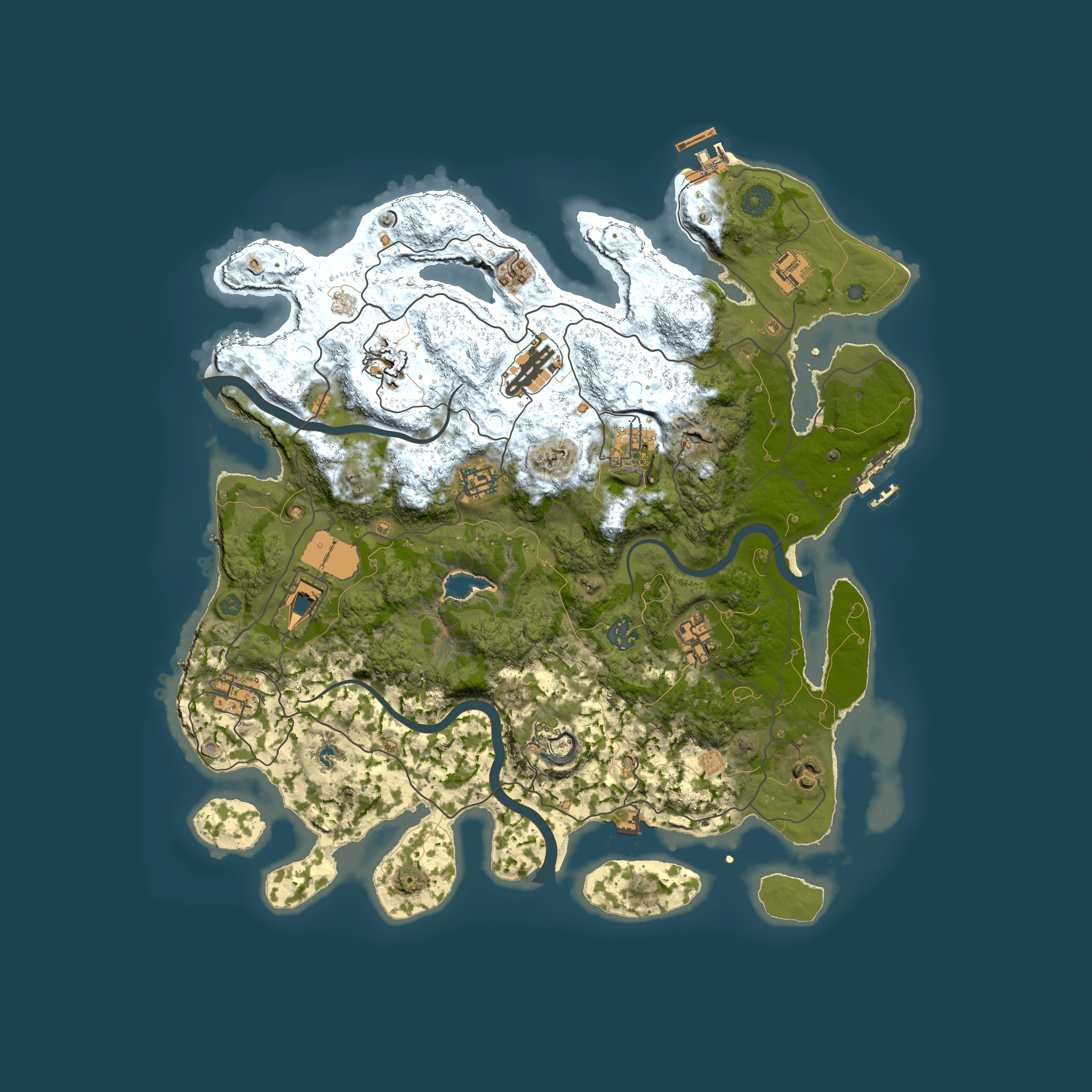 Full top-down render of Rust map seed 1553607682, 4000x4000m