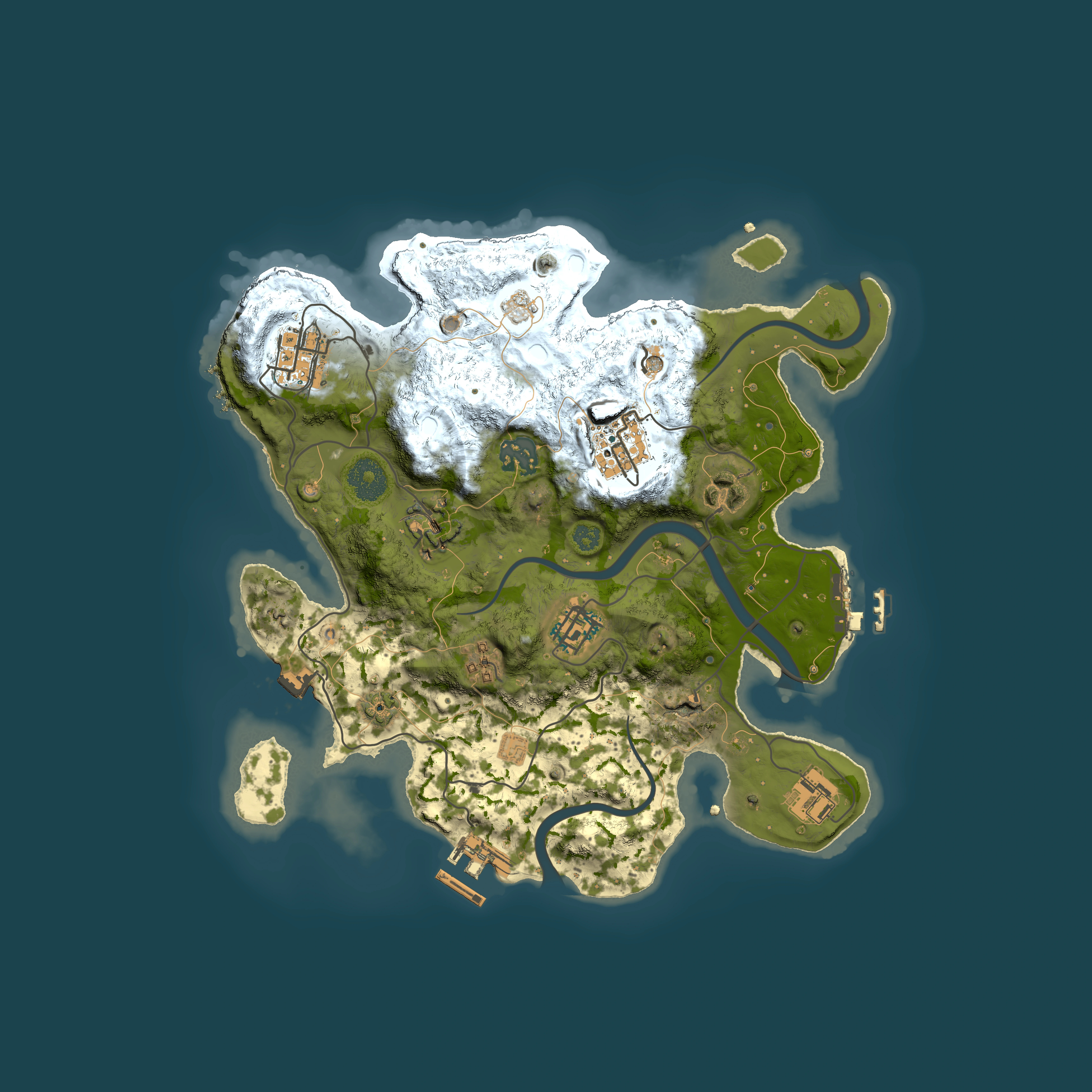 Full top-down render of Rust map seed 1638090481, 3000x3000m