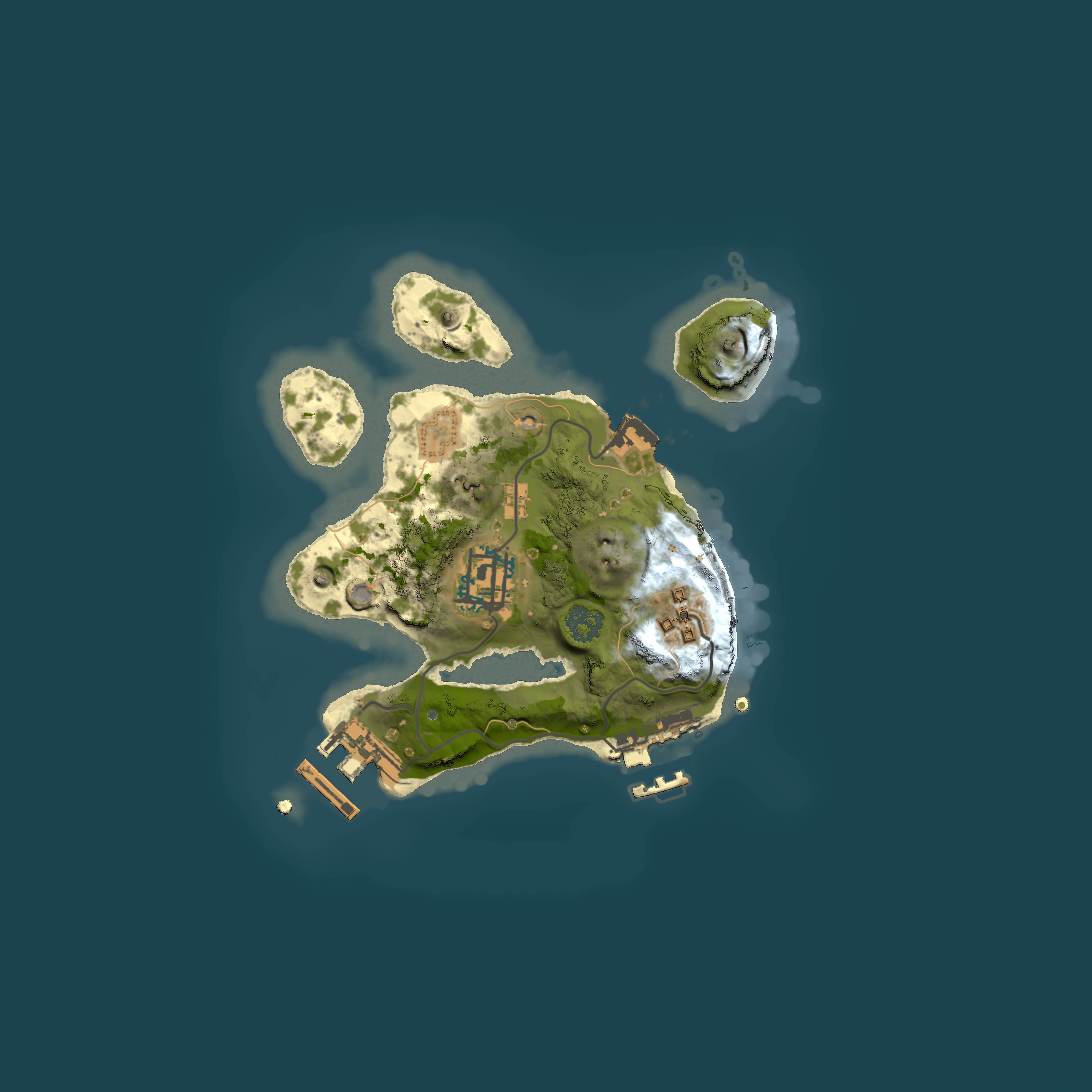 Full top-down render of Rust map seed 318177423, 2000x2000m