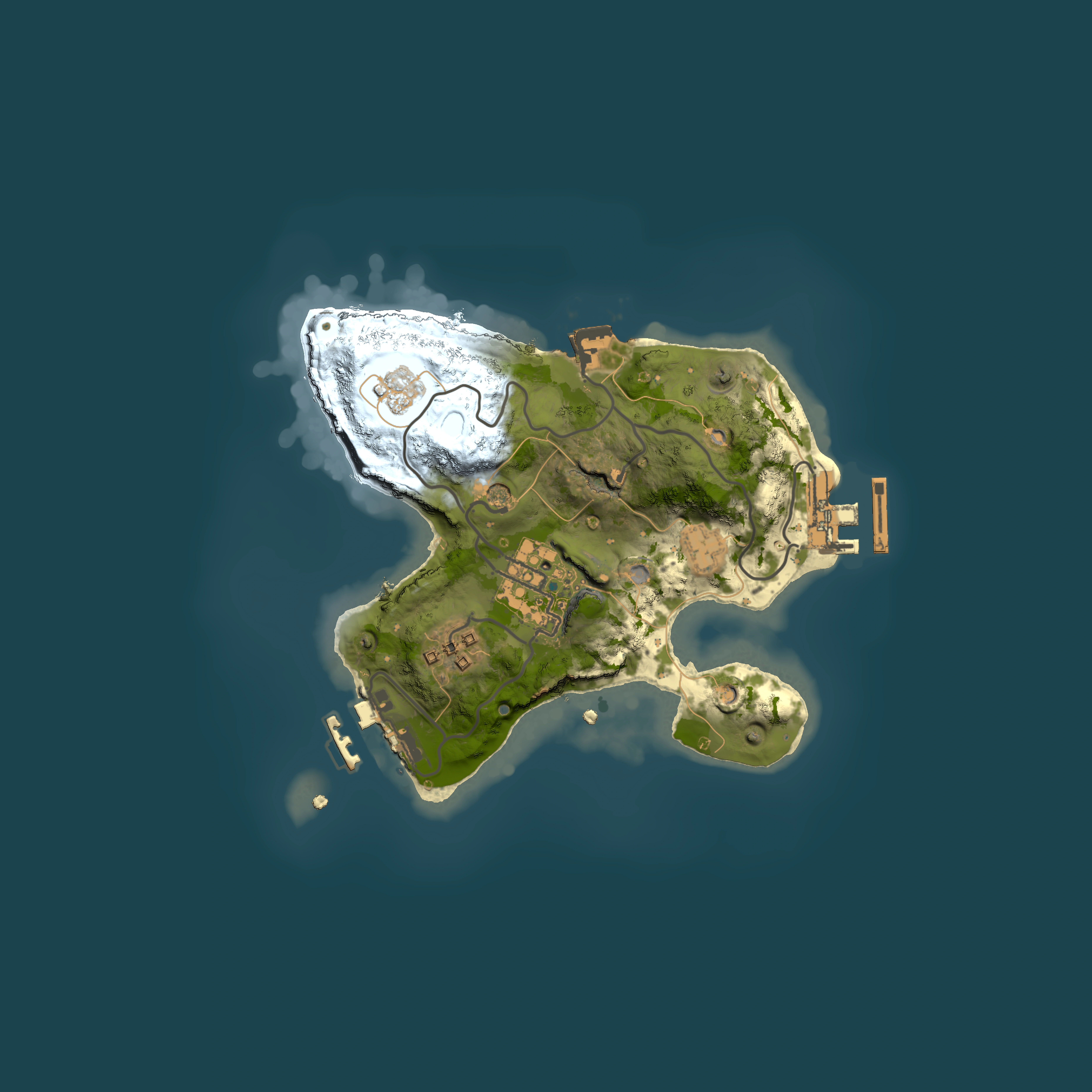 Full top-down render of Rust map seed 354199839, 2000x2000m