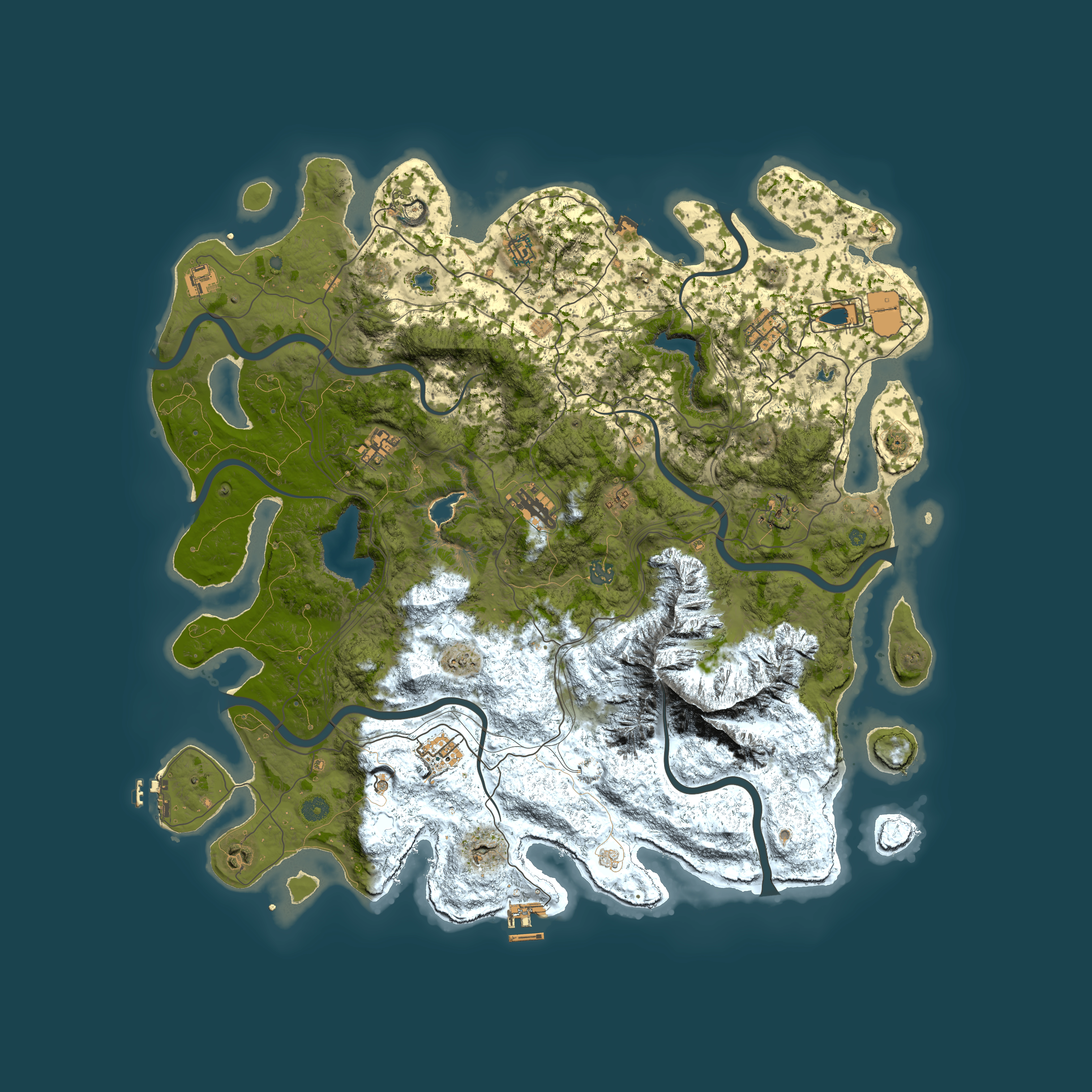 Full top-down render of Rust map seed 644190287, 5000x5000m