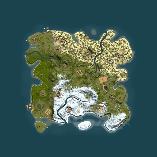 Rust map seed 33985, 3850x3850m top-down preview