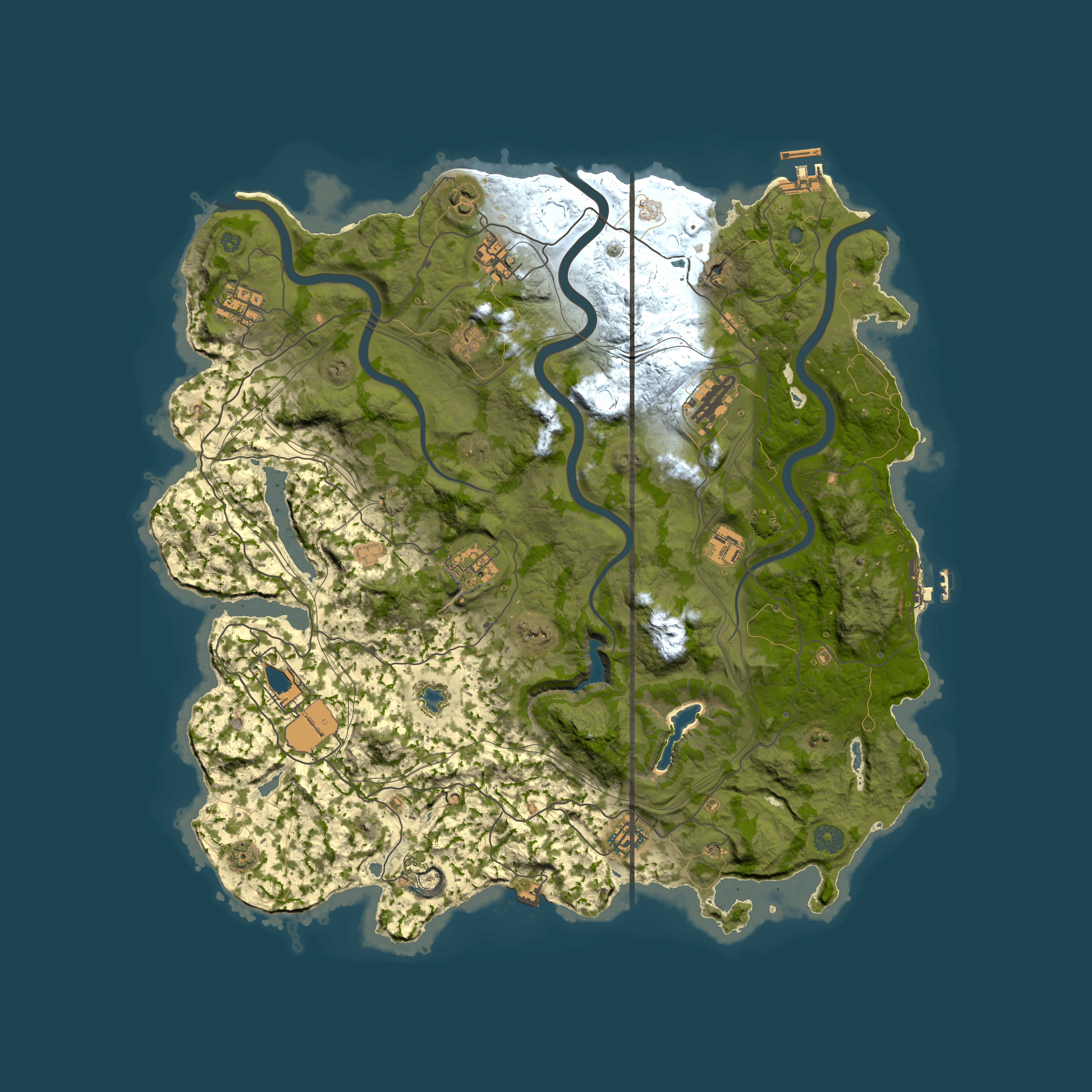 Full top-down render of Rust map seed 1337, 4250x4250m