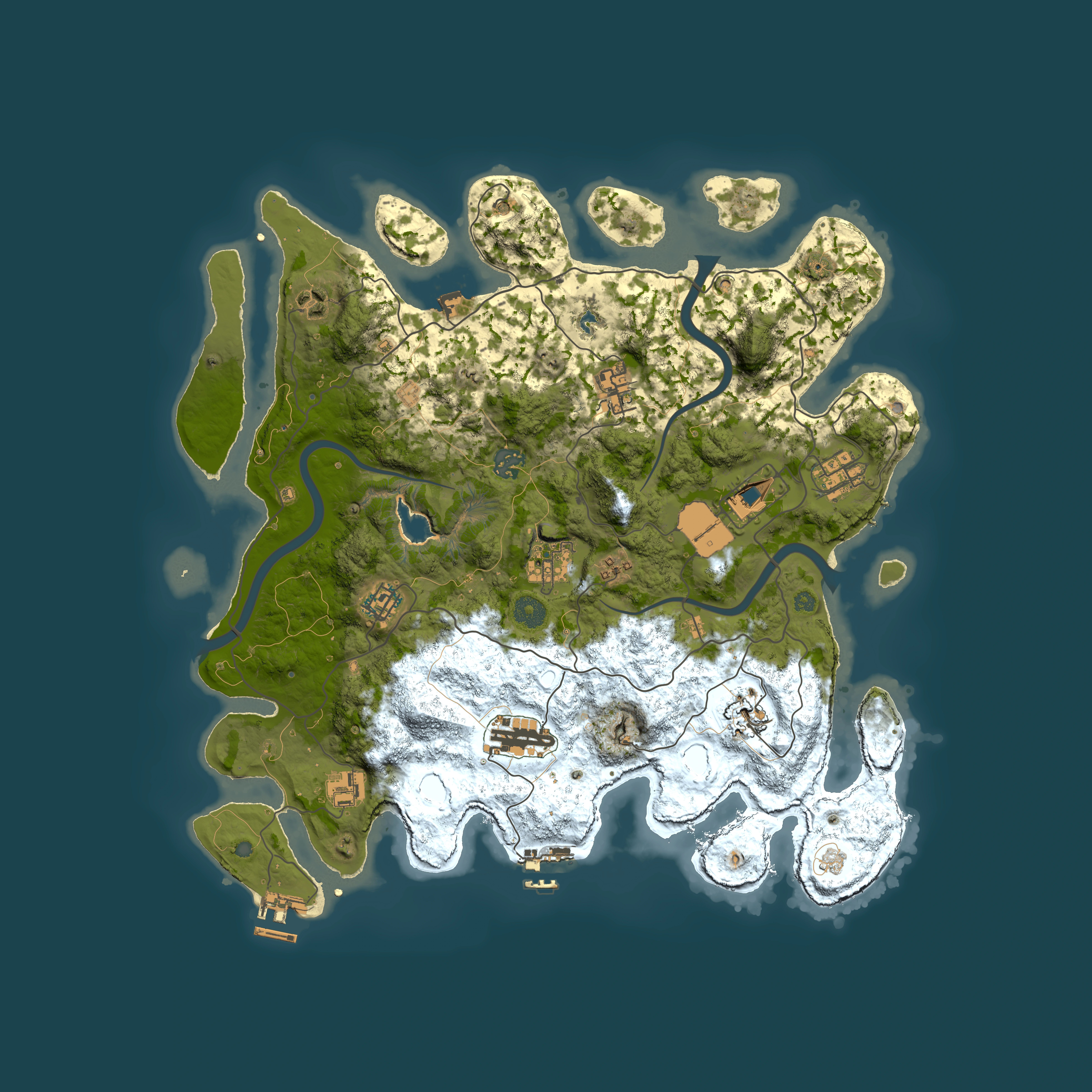 Full top-down render of Rust map seed 861395731, 4000x4000m