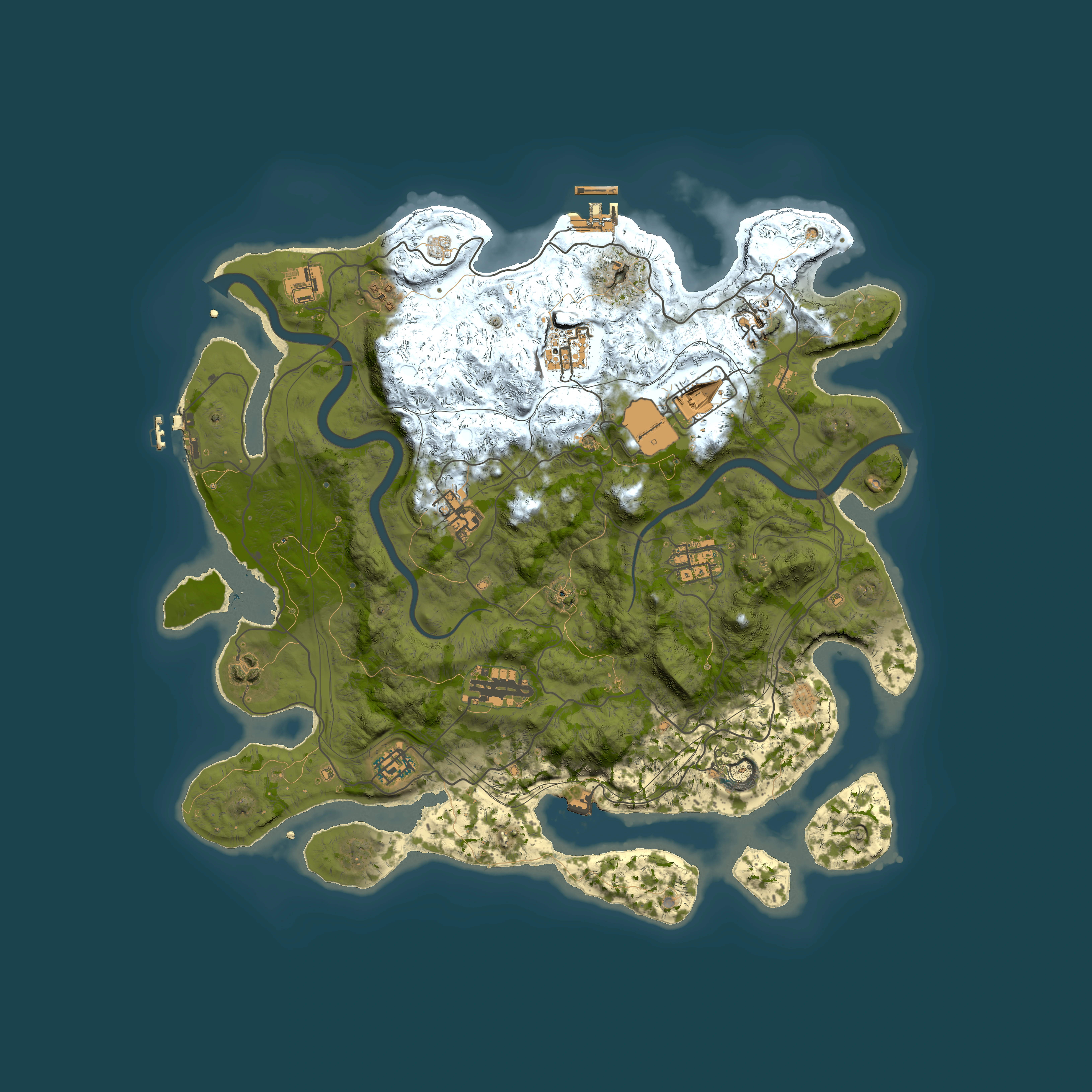 Full top-down render of Rust map seed 1337, 4000x4000m