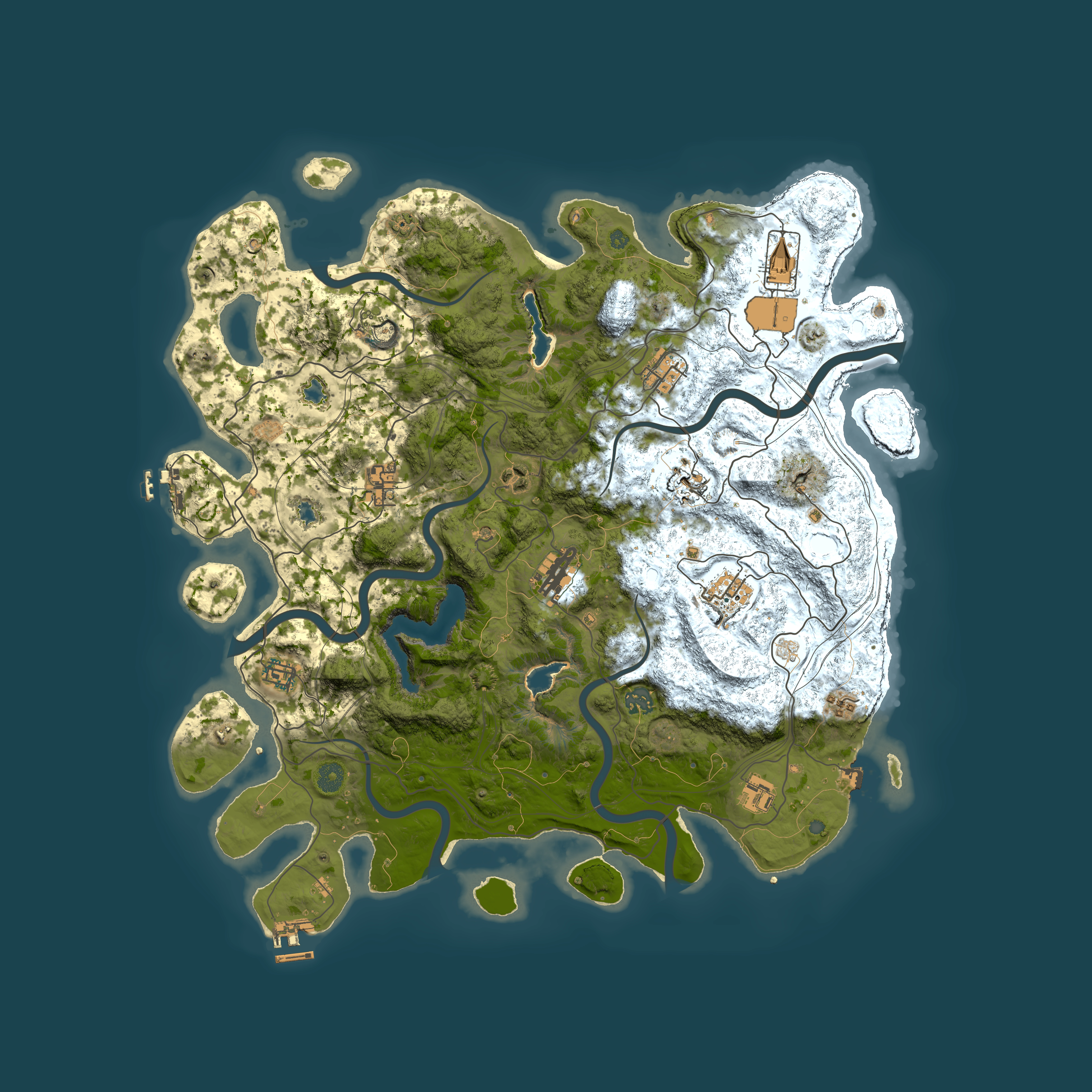 Full top-down render of Rust map seed 1258227764, 4500x4500m
