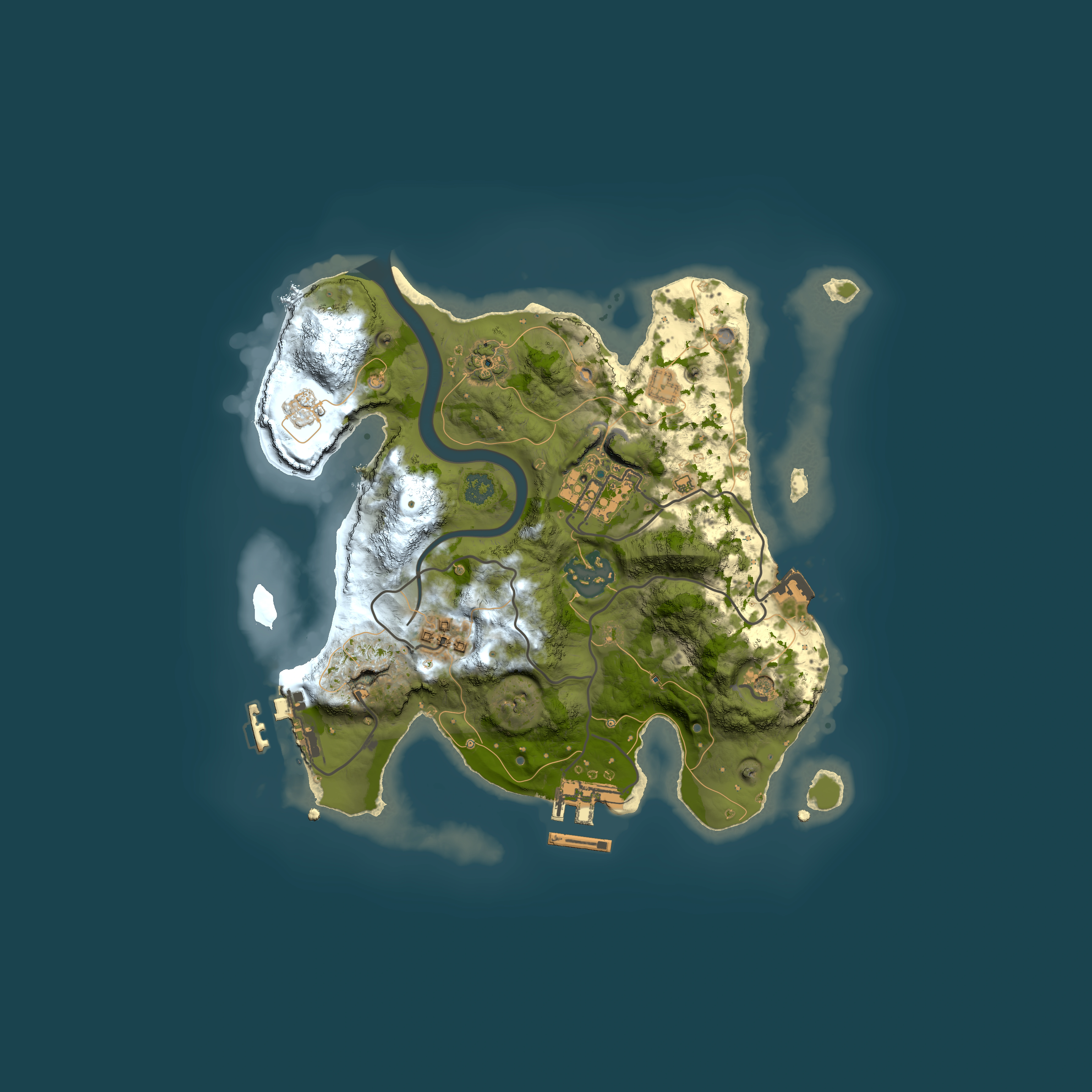 Full top-down render of Rust map seed 899164352, 2500x2500m