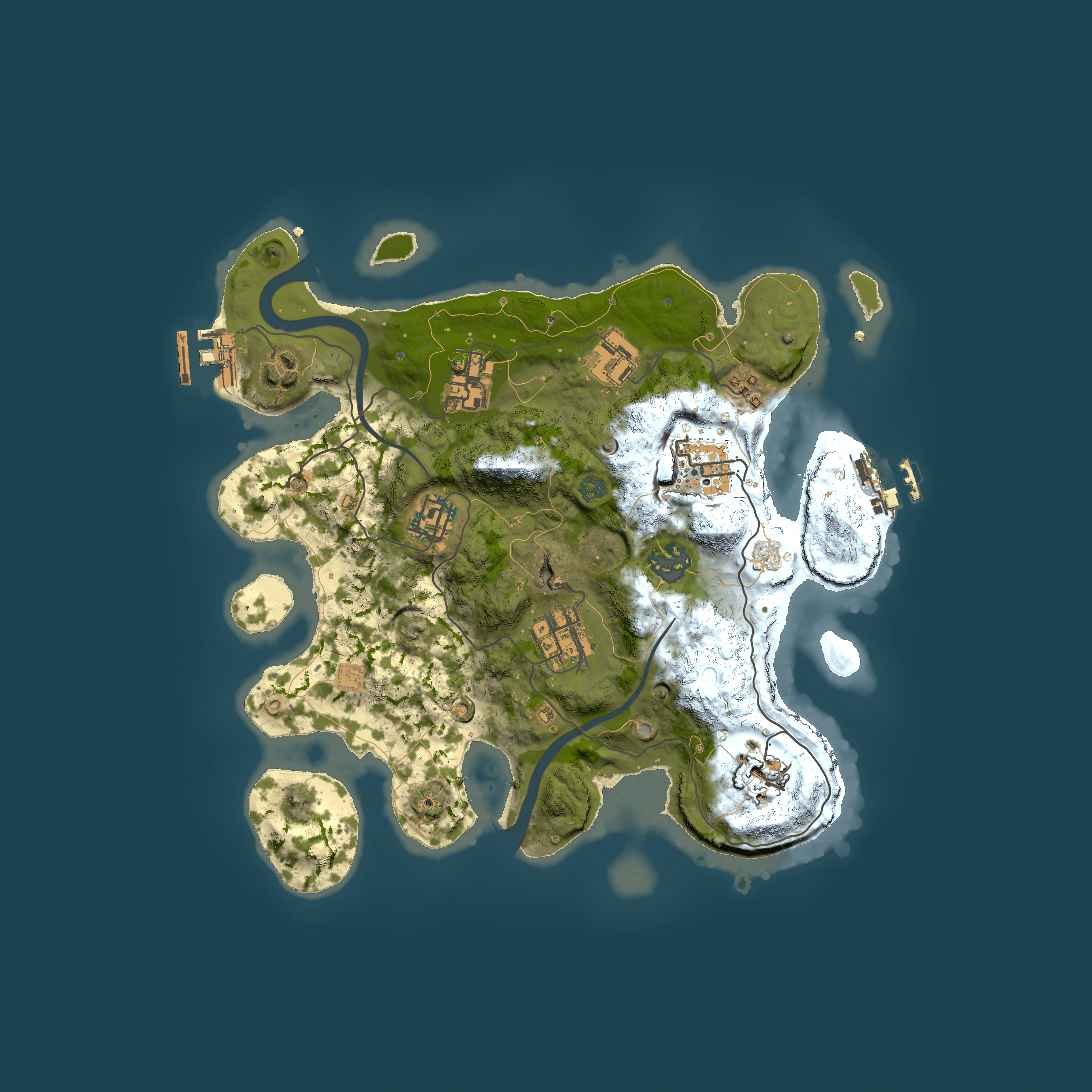 Full top-down render of Rust map seed 1623148056, 3000x3000m