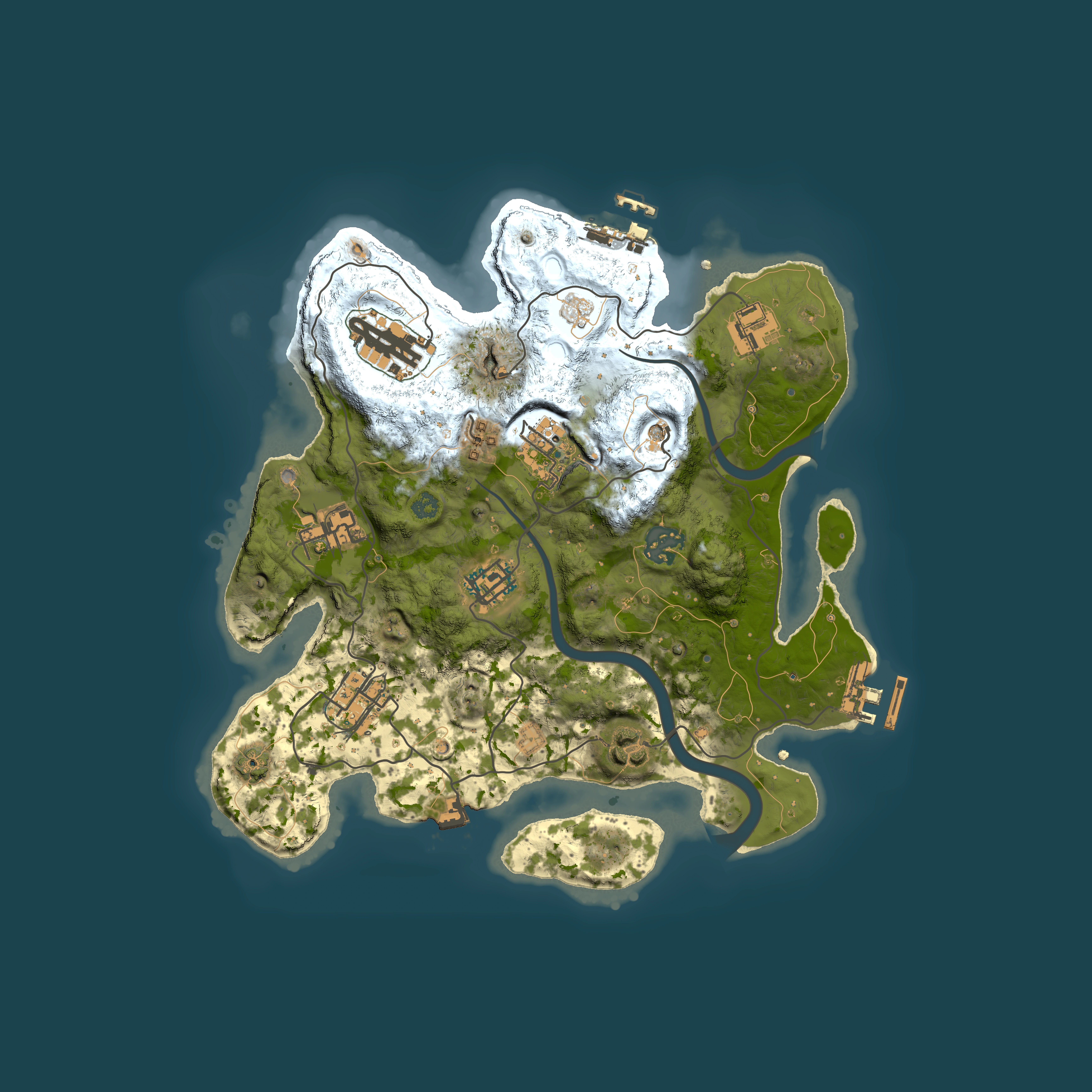 Full top-down render of Rust map seed 1804685236, 3000x3000m