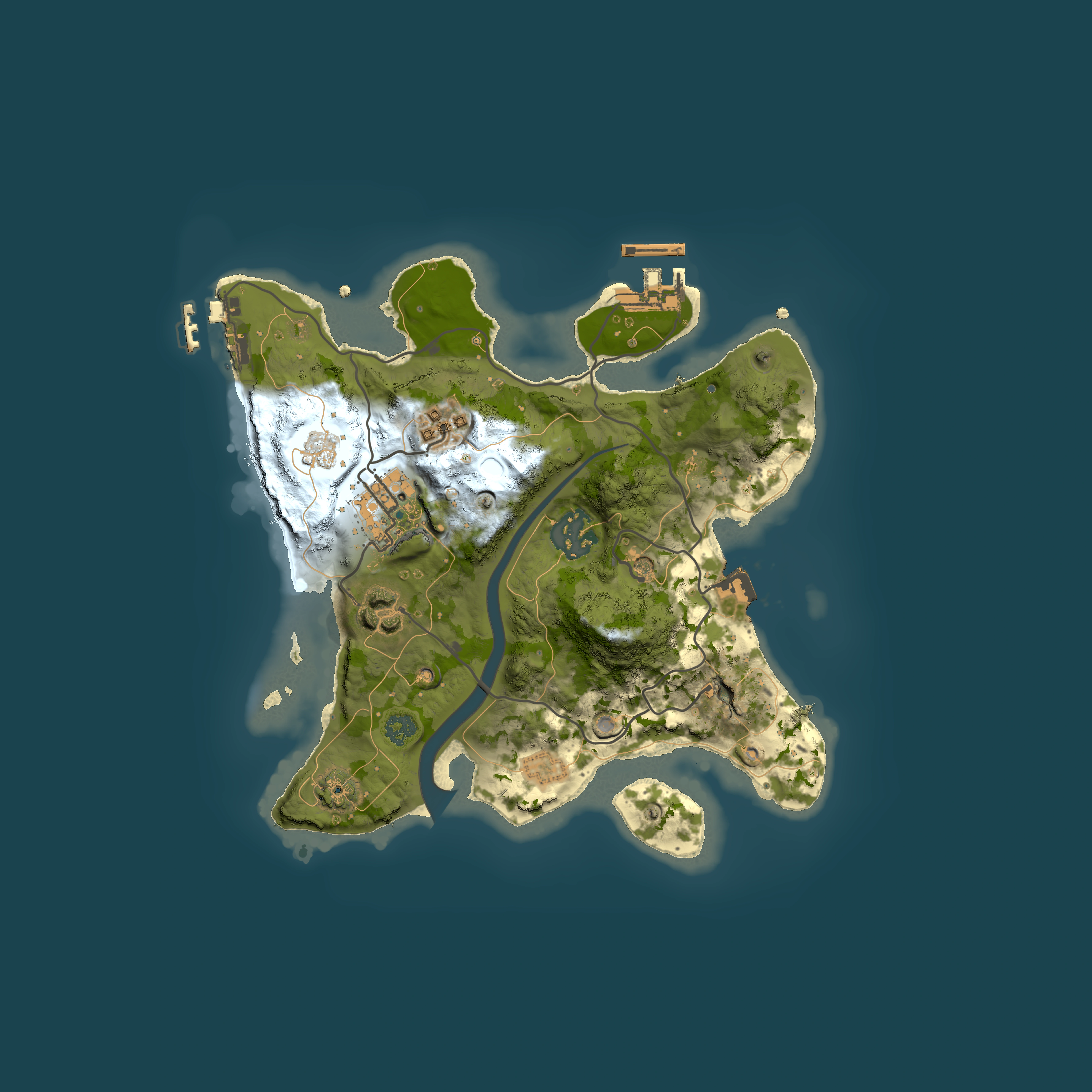 Full top-down render of Rust map seed 1115884400, 2500x2500m
