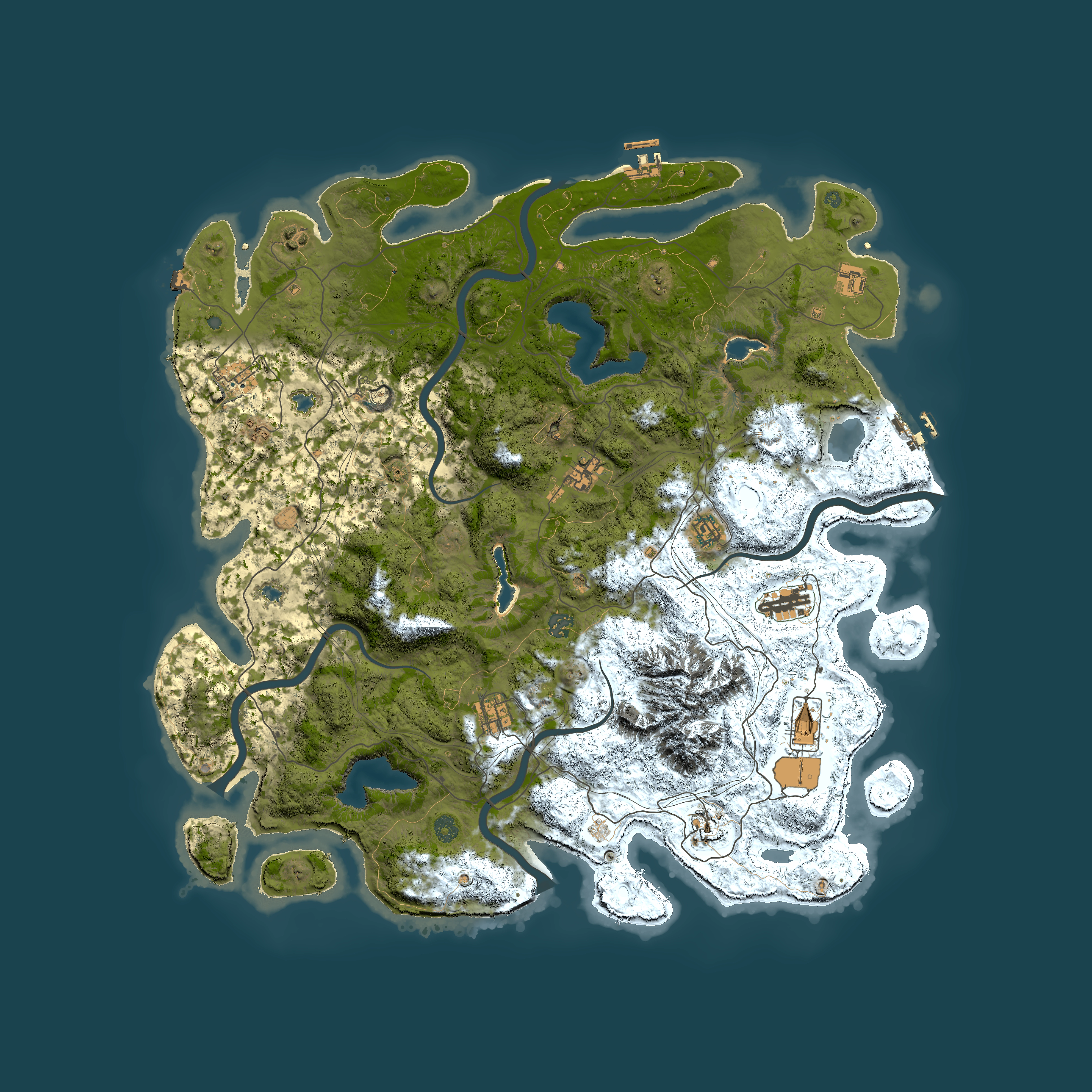 Full top-down render of Rust map seed 15731914, 5000x5000m