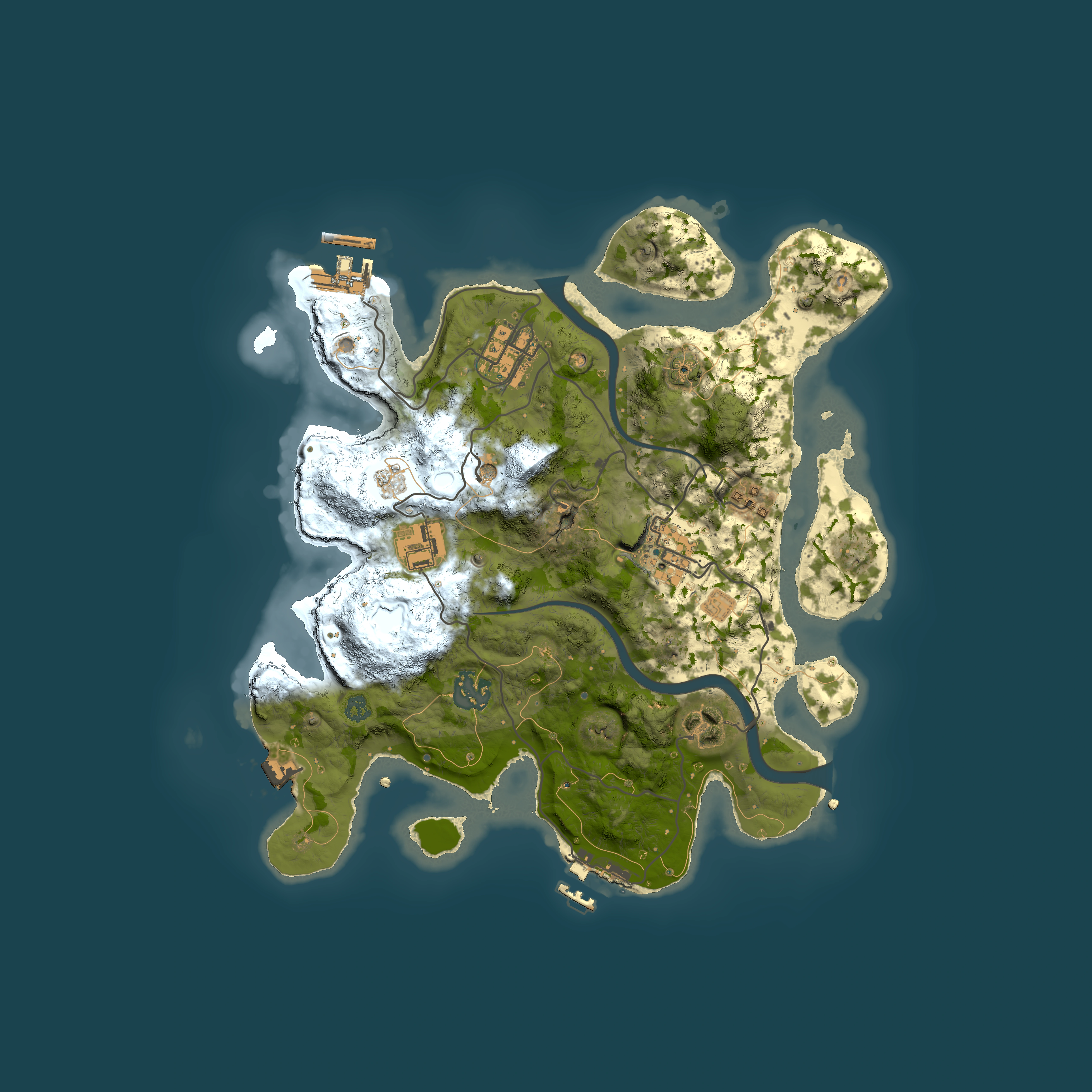 Full top-down render of Rust map seed 1068463284, 3000x3000m