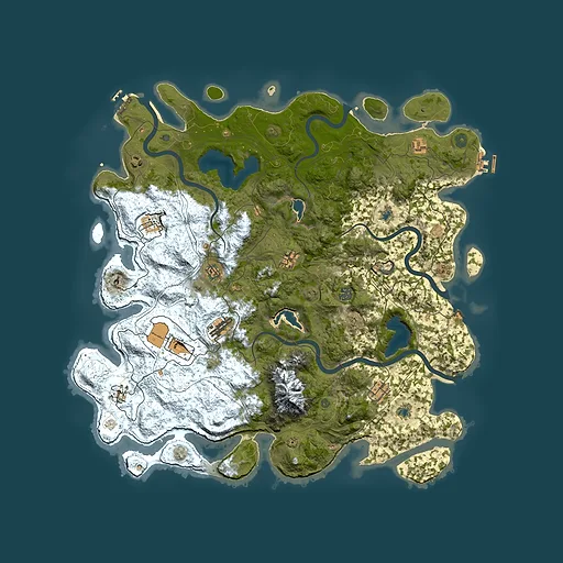Rust map seed 504623676, 5000x5000m top-down preview