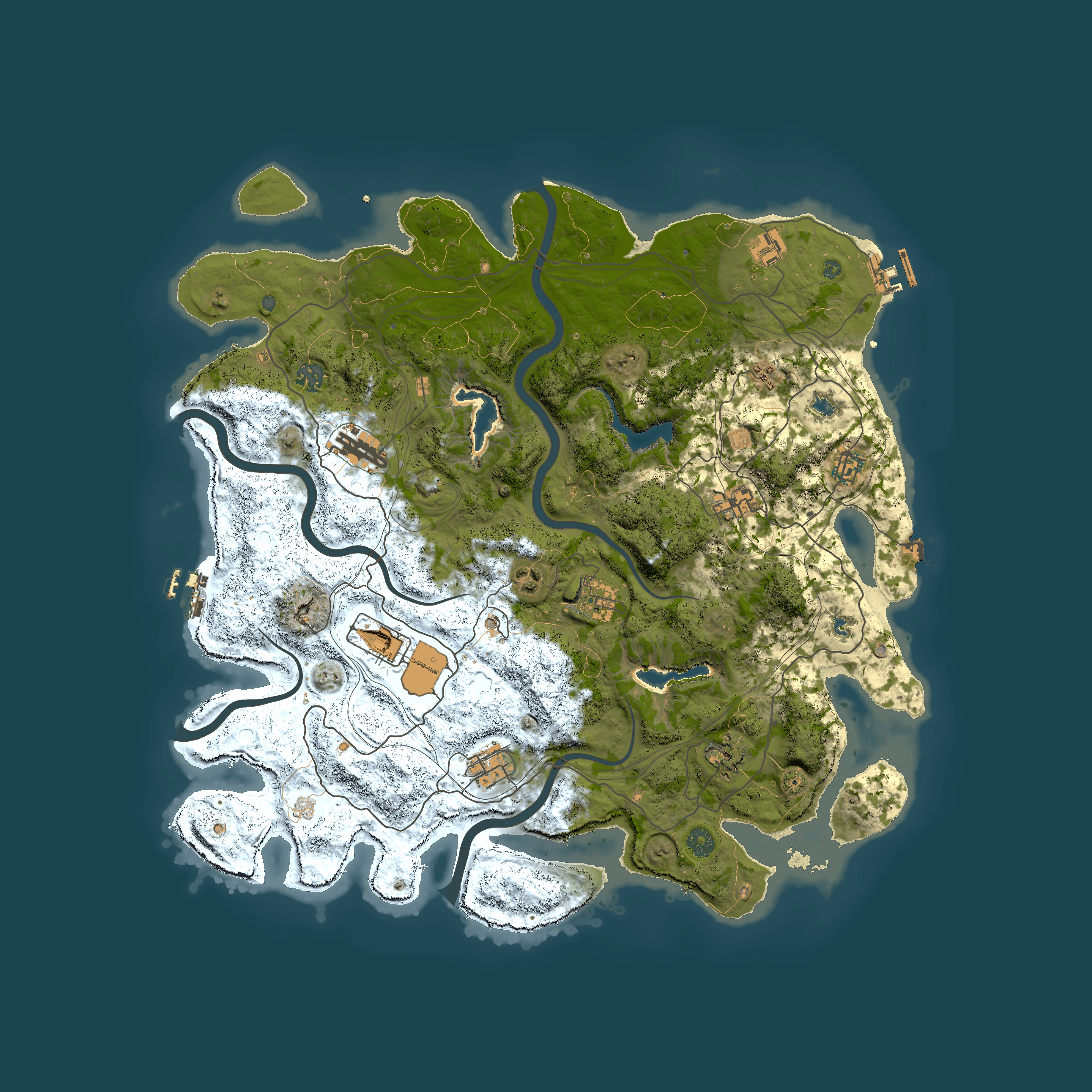 Full top-down render of Rust map seed 1660462372, 4500x4500m