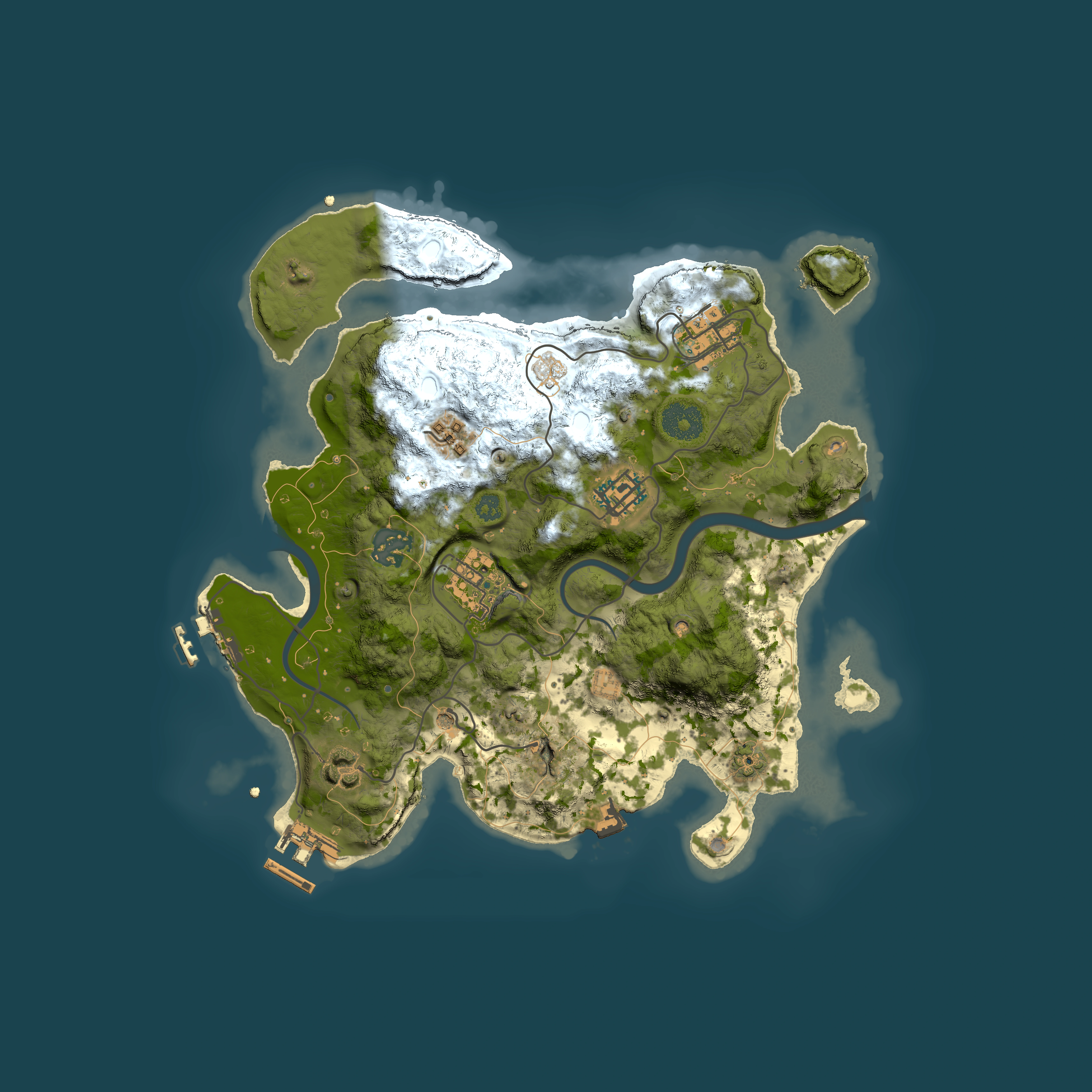 Full top-down render of Rust map seed 1107728428, 3000x3000m