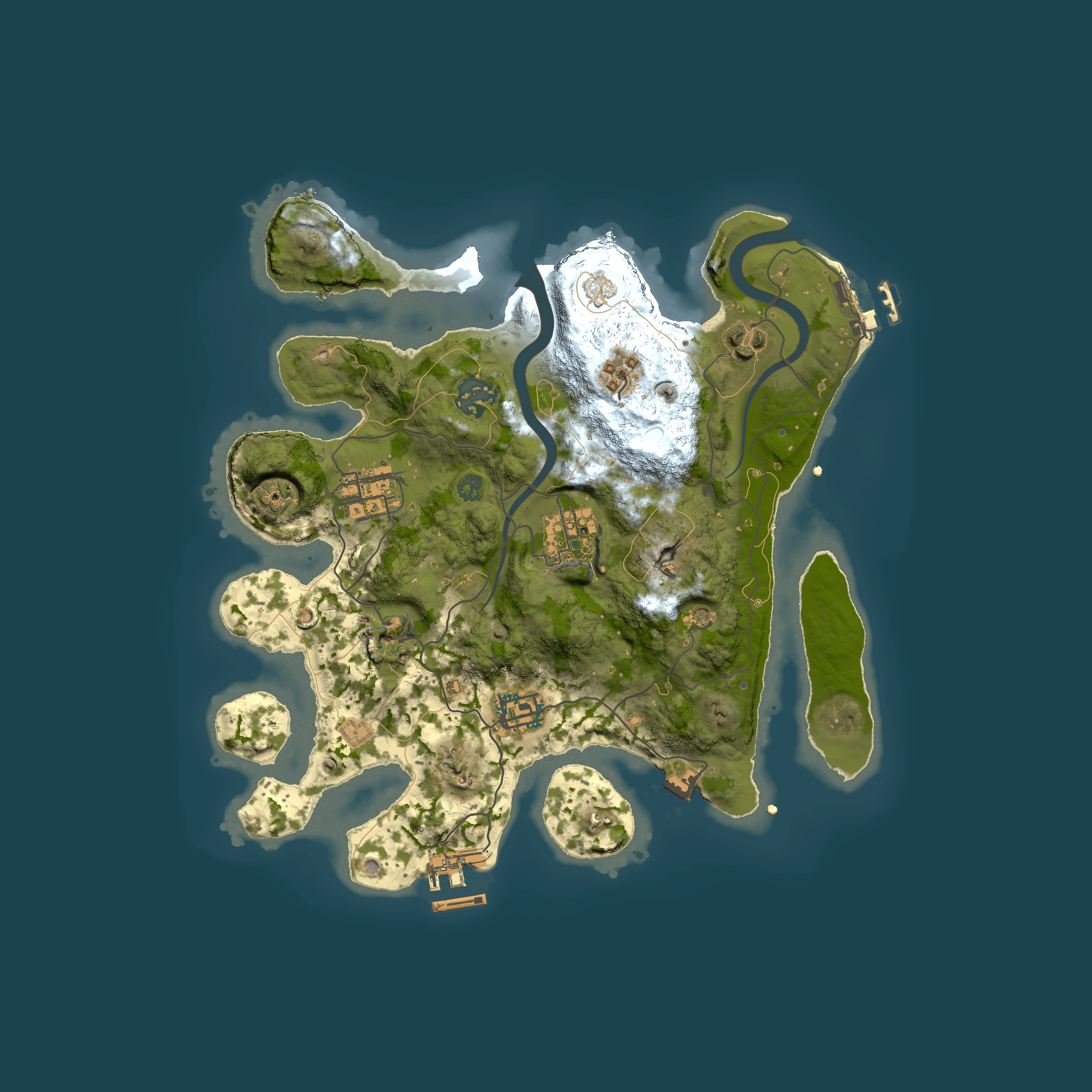 Full top-down render of Rust map seed 1387318098, 3000x3000m
