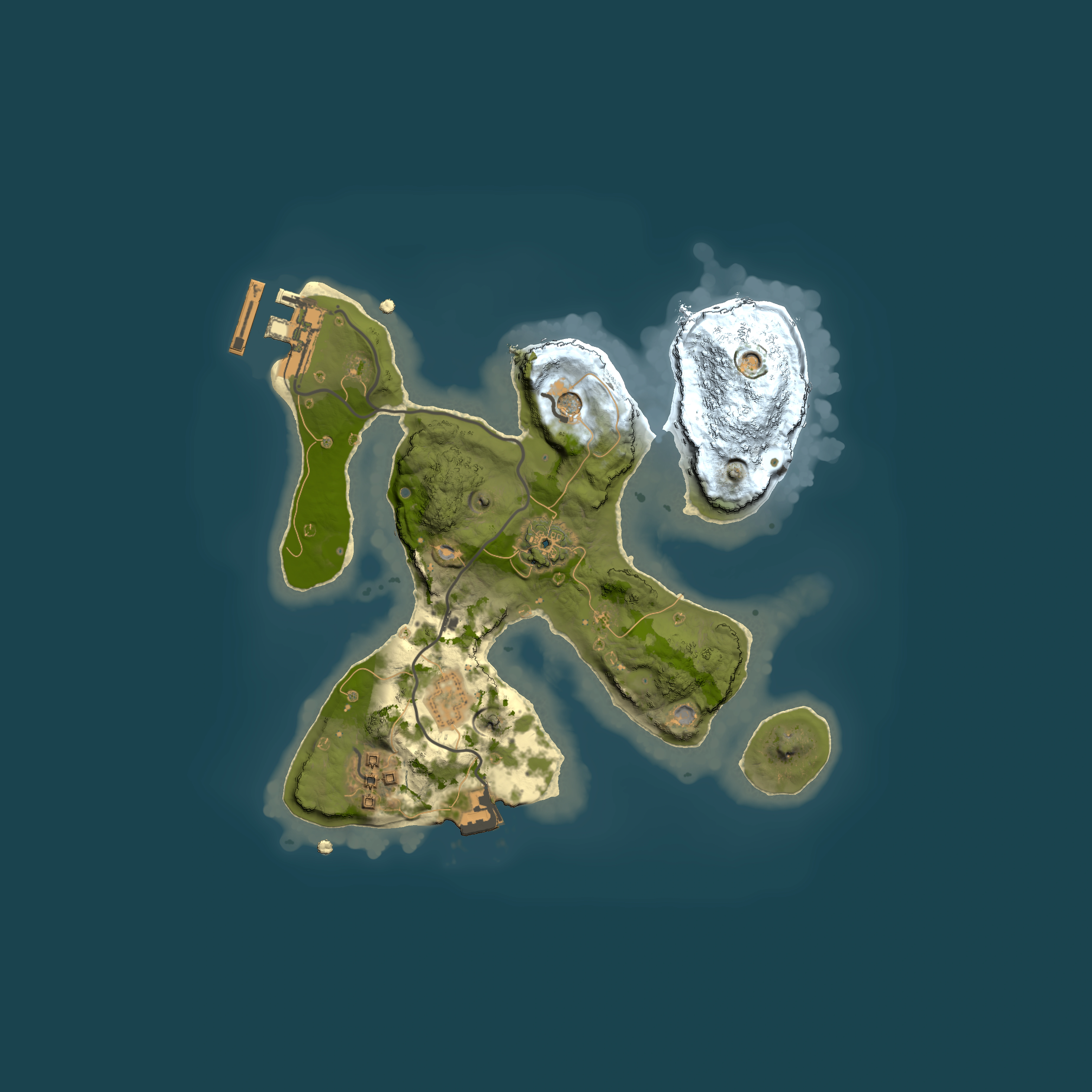 Full top-down render of Rust map seed 1300262484, 2000x2000m