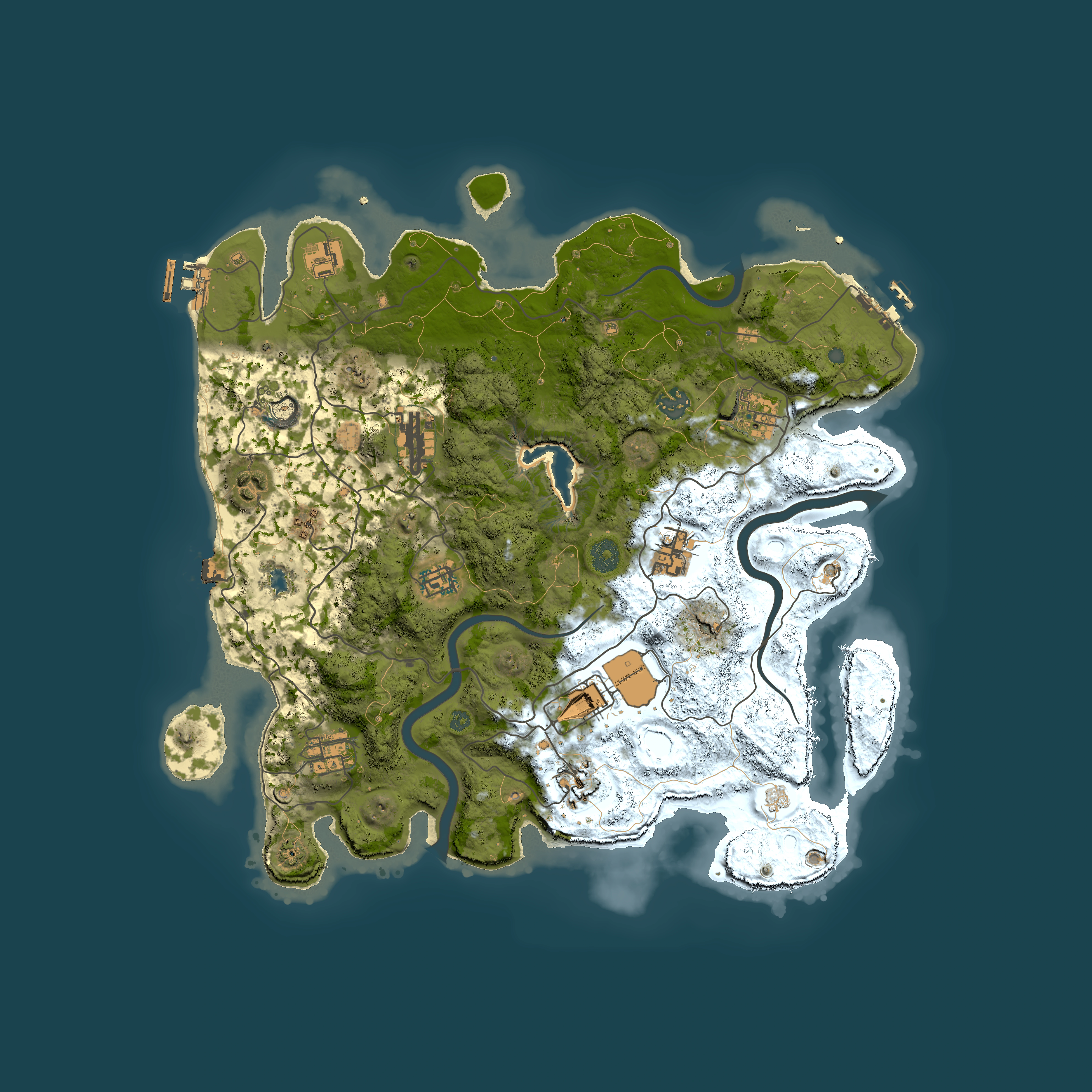 Full top-down render of Rust map seed 2016423106, 4000x4000m