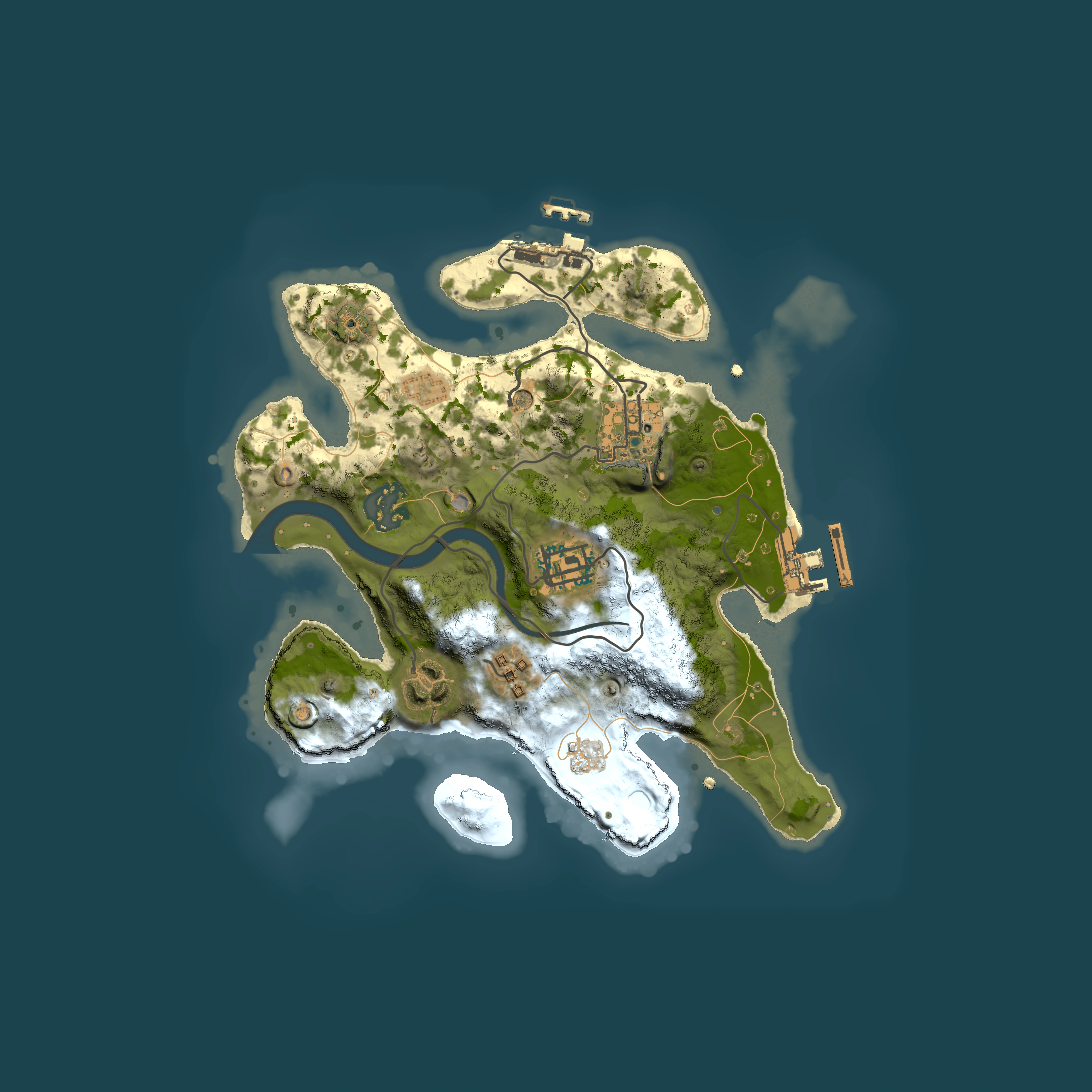 Full top-down render of Rust map seed 410069409, 2500x2500m