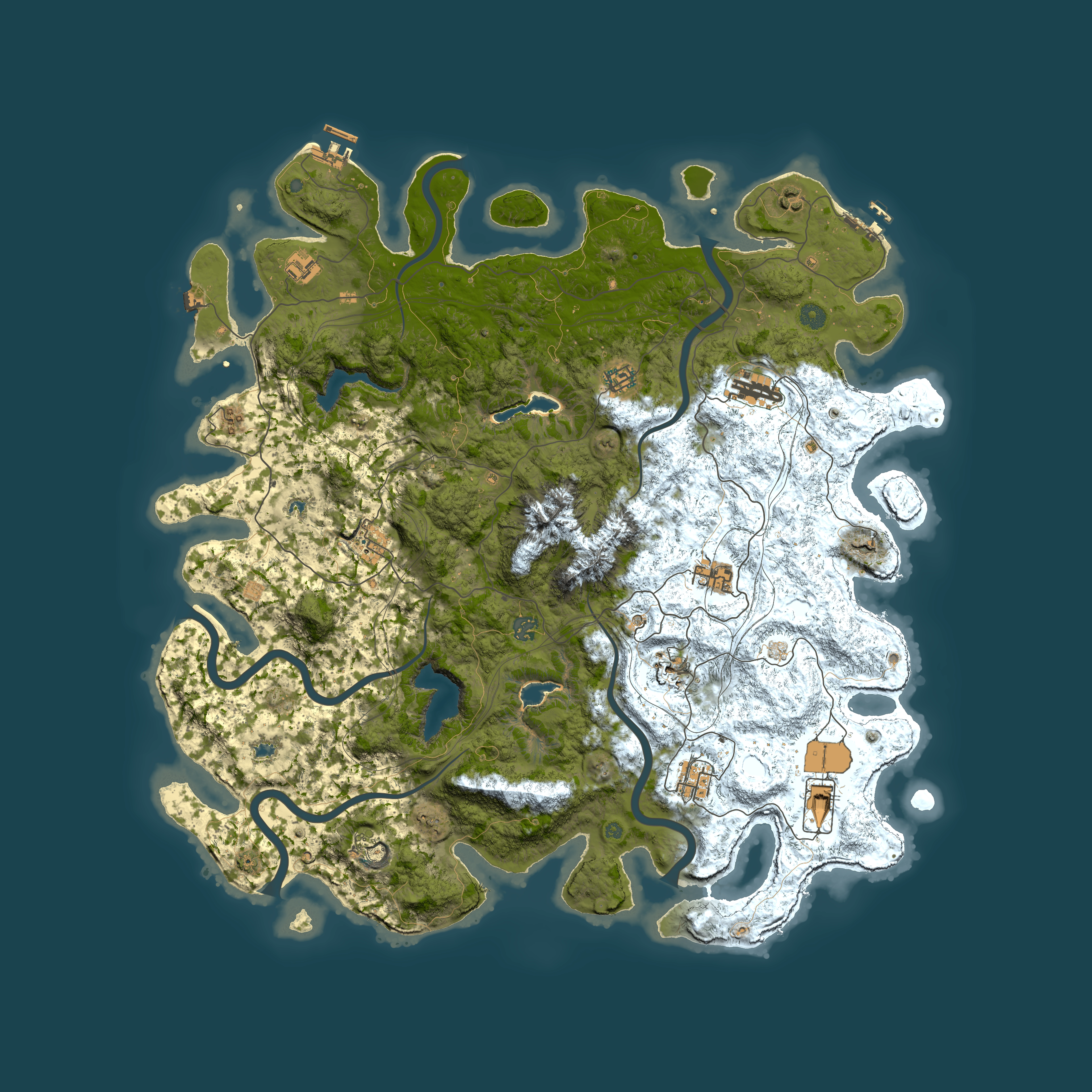 Full top-down render of Rust map seed 215206253, 5000x5000m