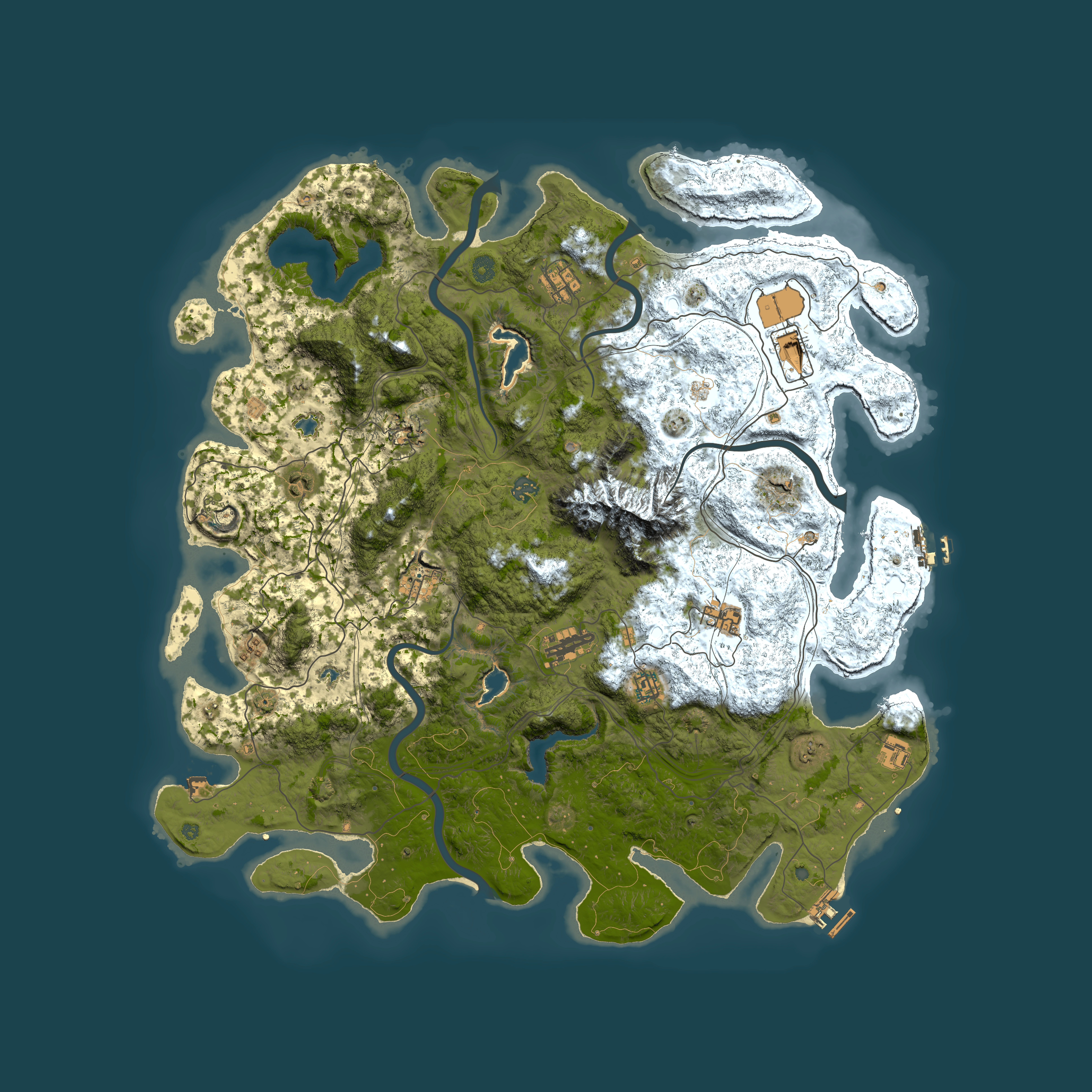 Full top-down render of Rust map seed 1320257531, 5000x5000m