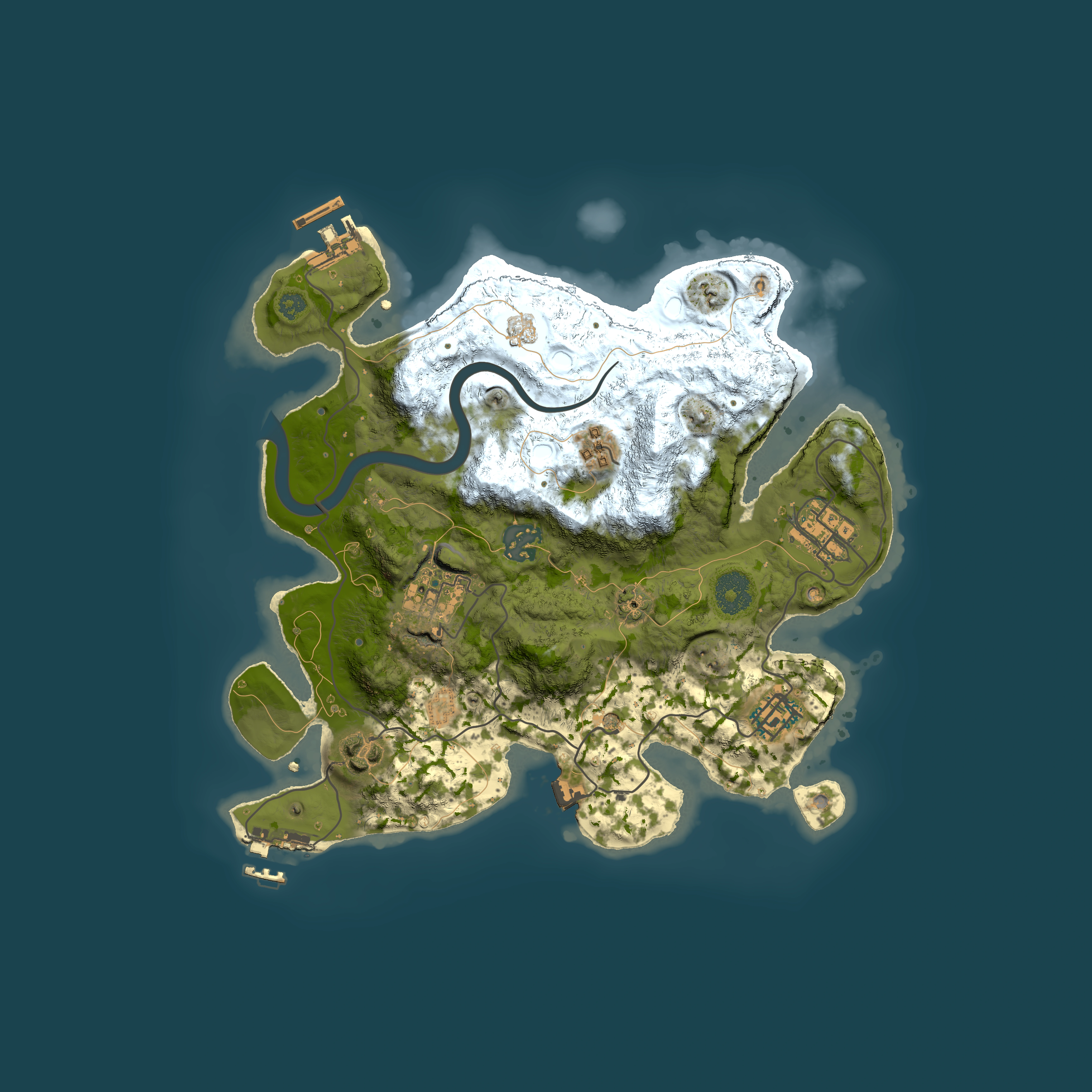 Full top-down render of Rust map seed 521561030, 3000x3000m