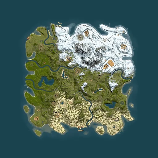 Rust map seed 2040856621, 5000x5000m top-down preview