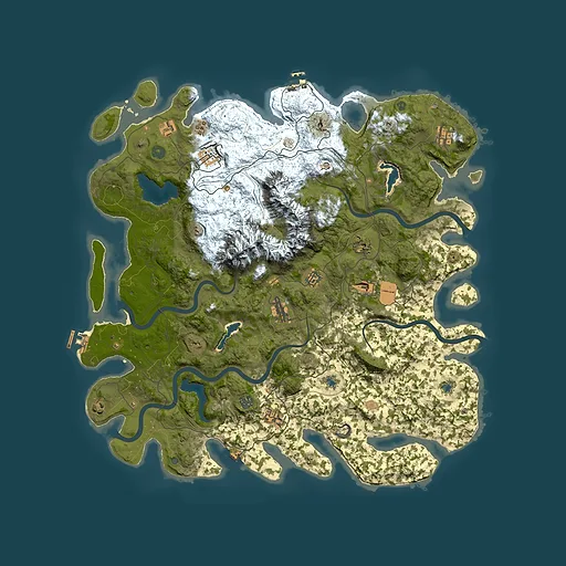 Rust map seed 813953804, 5000x5000m top-down preview