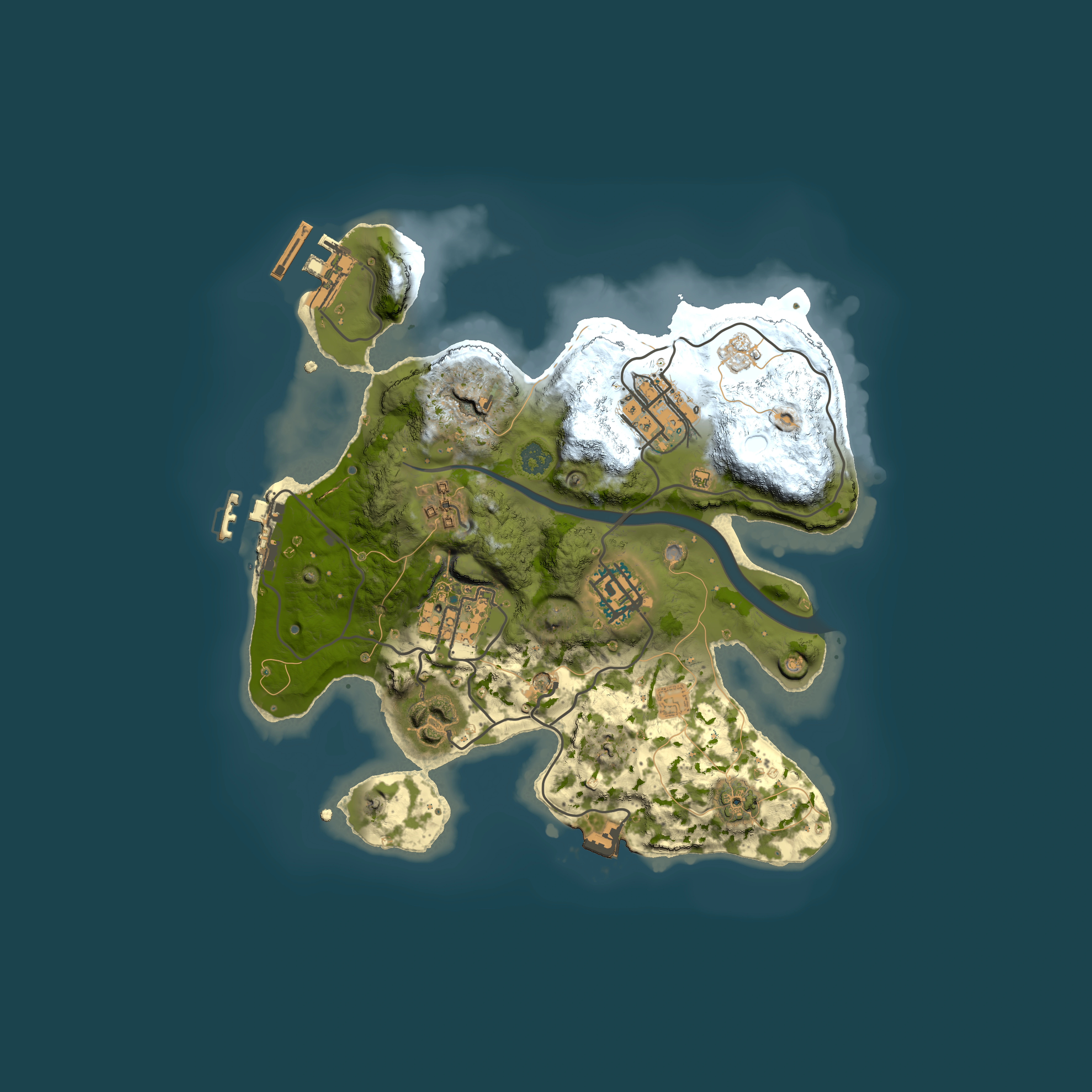 Full top-down render of Rust map seed 627469821, 2500x2500m